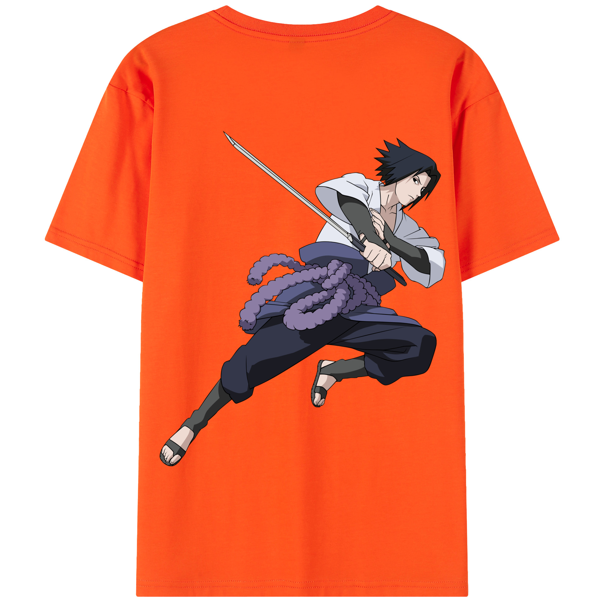 （画像用） NARUTO -ナルト- うちは サスケ Uchiha Sasuke 綿100％半袖Tシャツ（背面プリント）