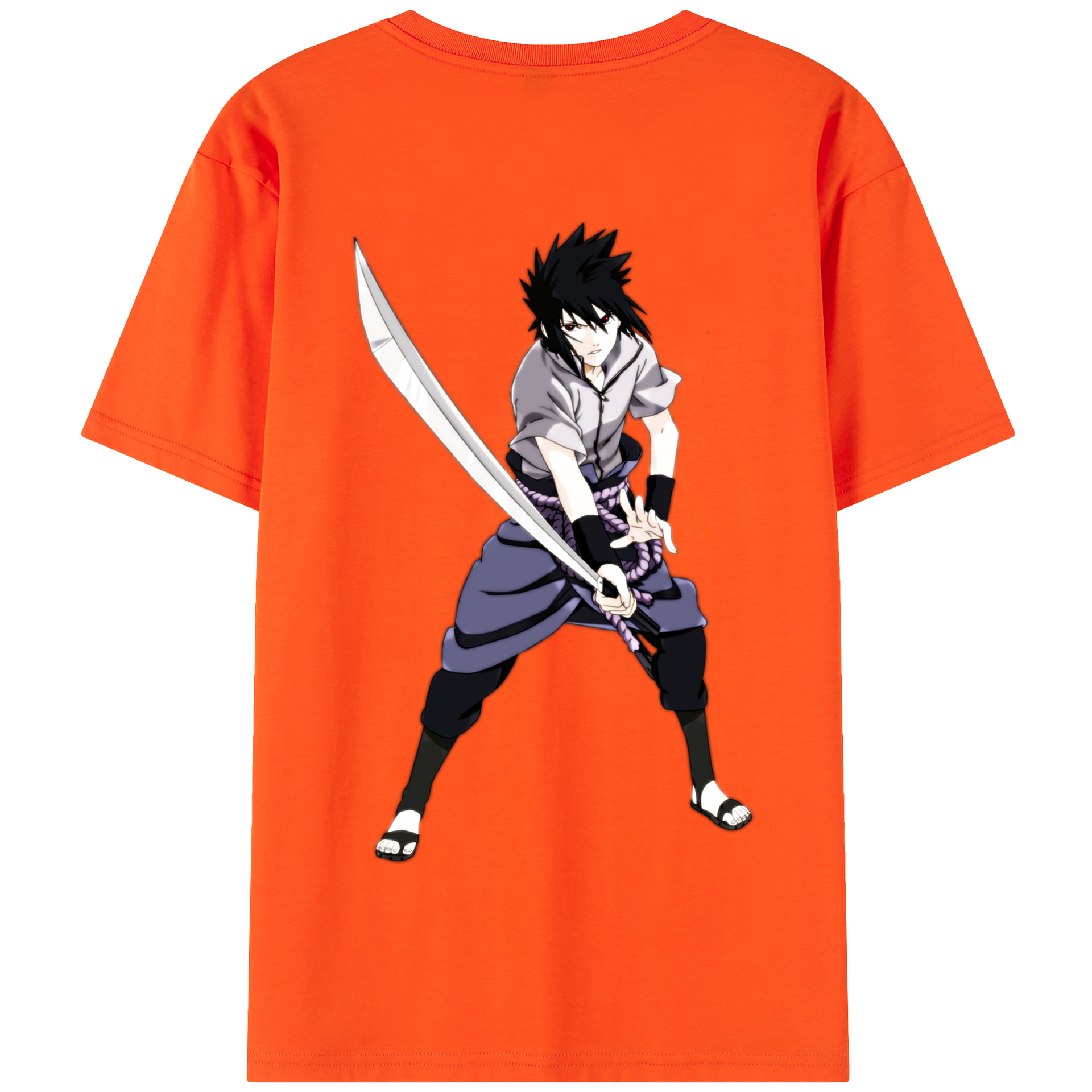 （画像用） NARUTO -ナルト- うちは サスケ Uchiha Sasuke 綿100％半袖Tシャツ（背面プリント）