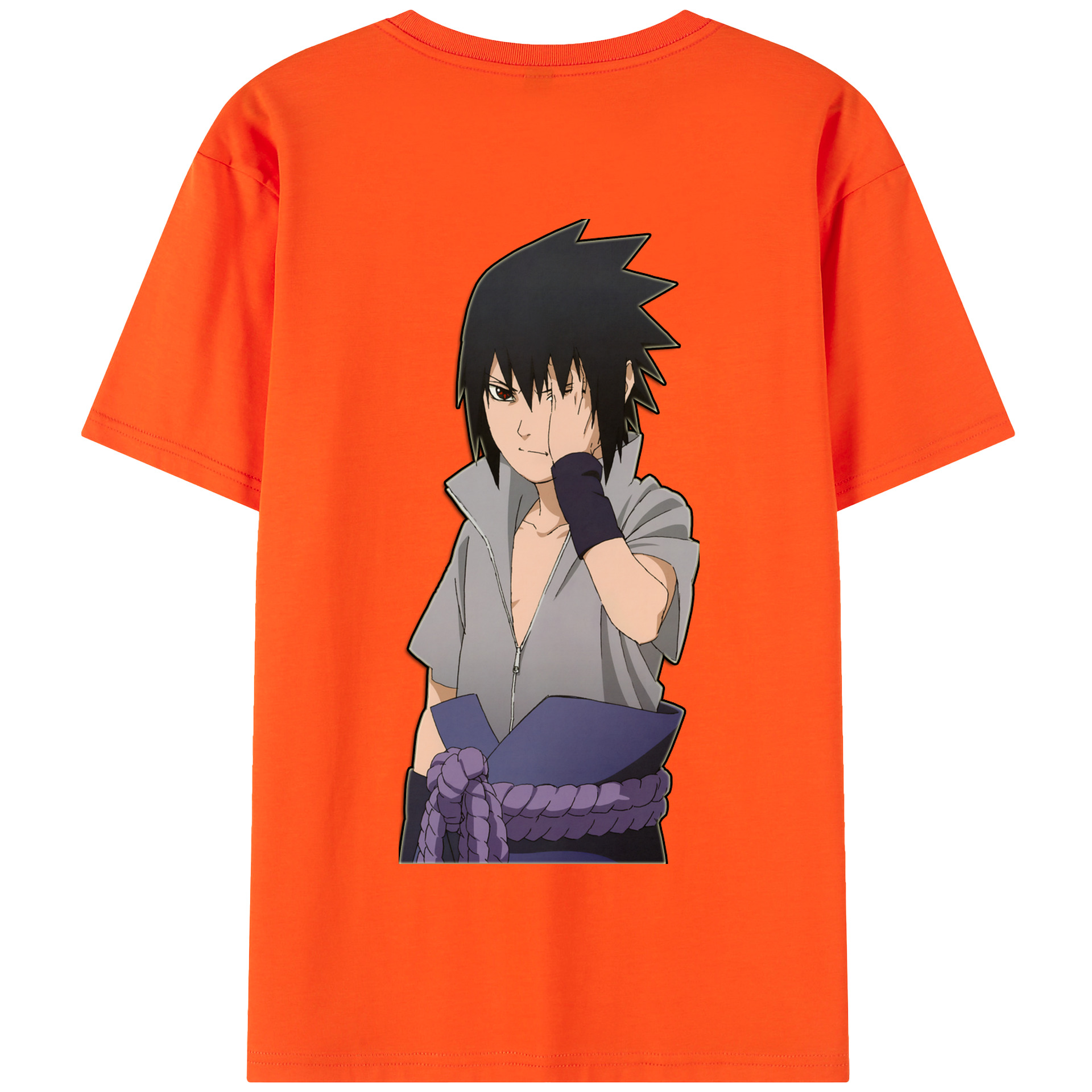 （画像用） NARUTO -ナルト- うちは サスケ Uchiha Sasuke 綿100％半袖Tシャツ（背面プリント）