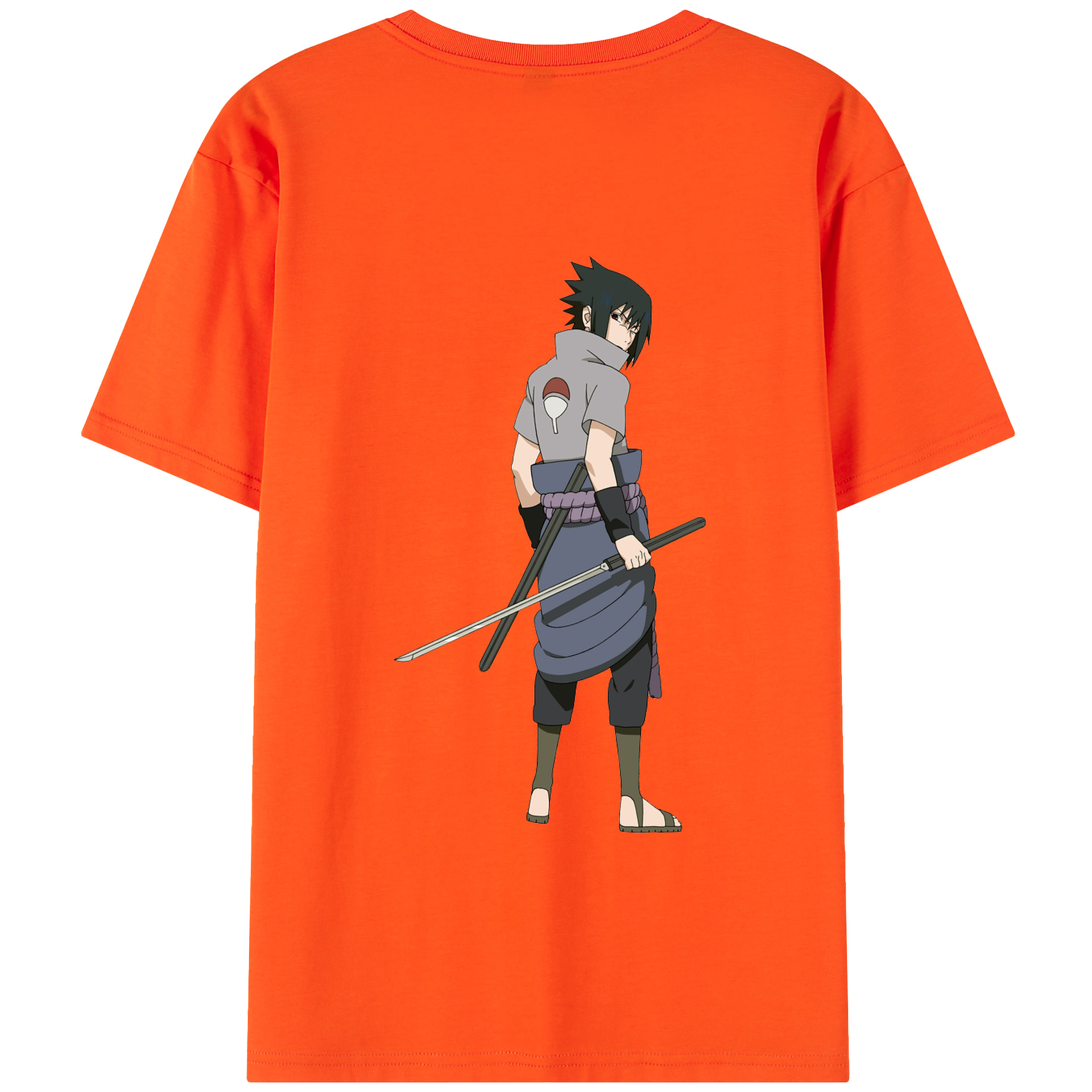 （画像用） NARUTO -ナルト- うちは サスケ Uchiha Sasuke 綿100％半袖Tシャツ（背面プリント）