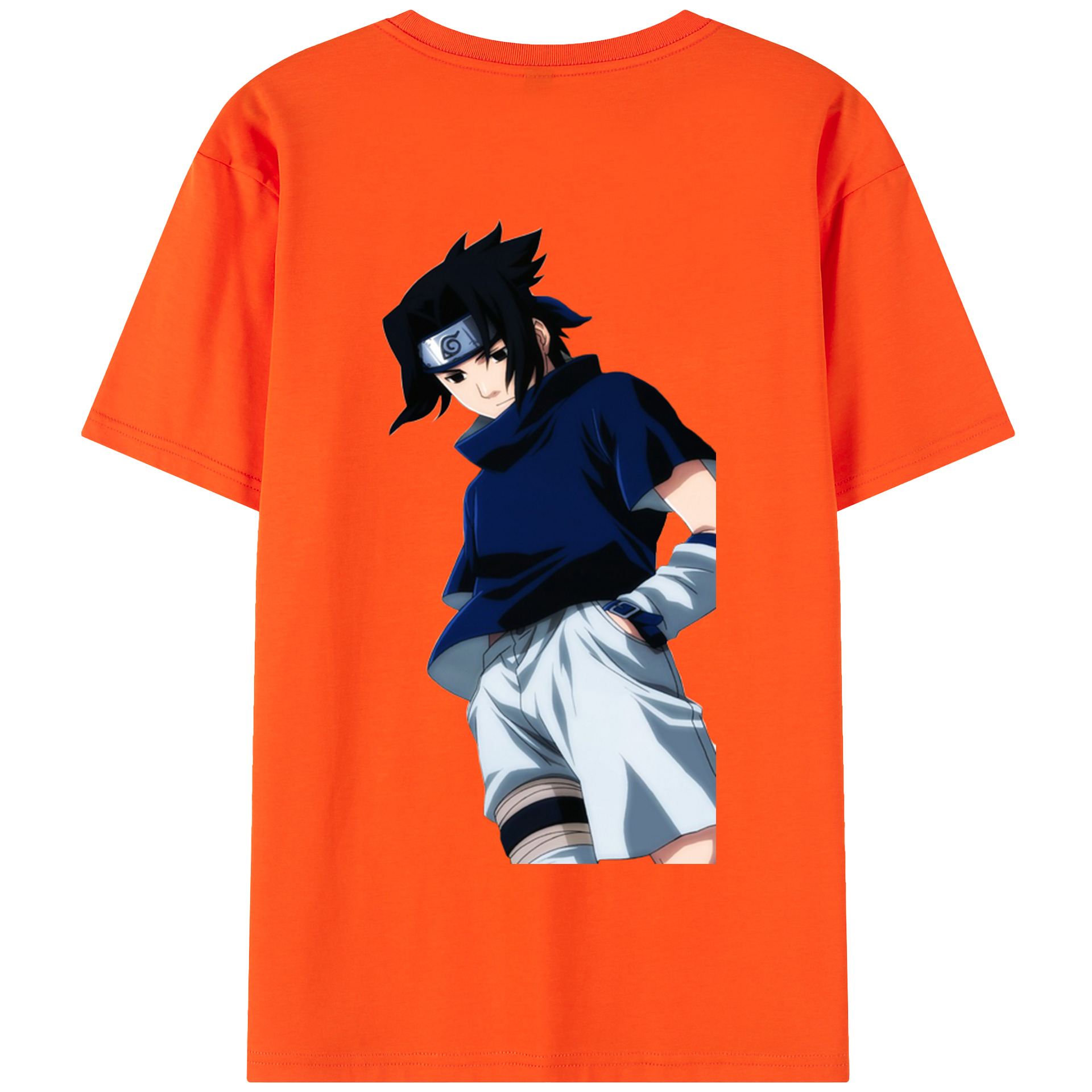 （画像用） NARUTO -ナルト- うちは サスケ Uchiha Sasuke 綿100％半袖Tシャツ（背面プリント）
