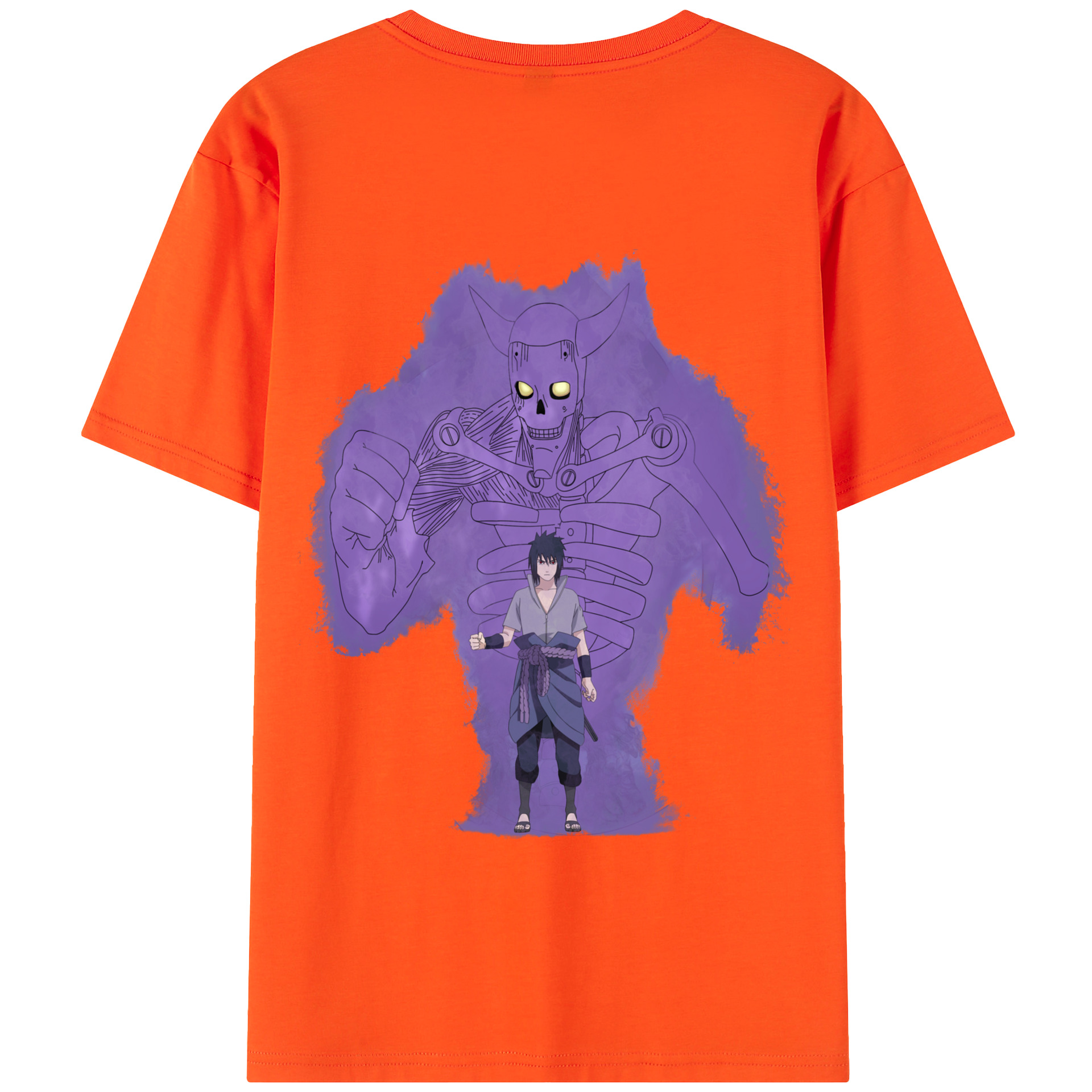 （画像用） NARUTO -ナルト- うちは サスケ Uchiha Sasuke 綿100％半袖Tシャツ（背面プリント）