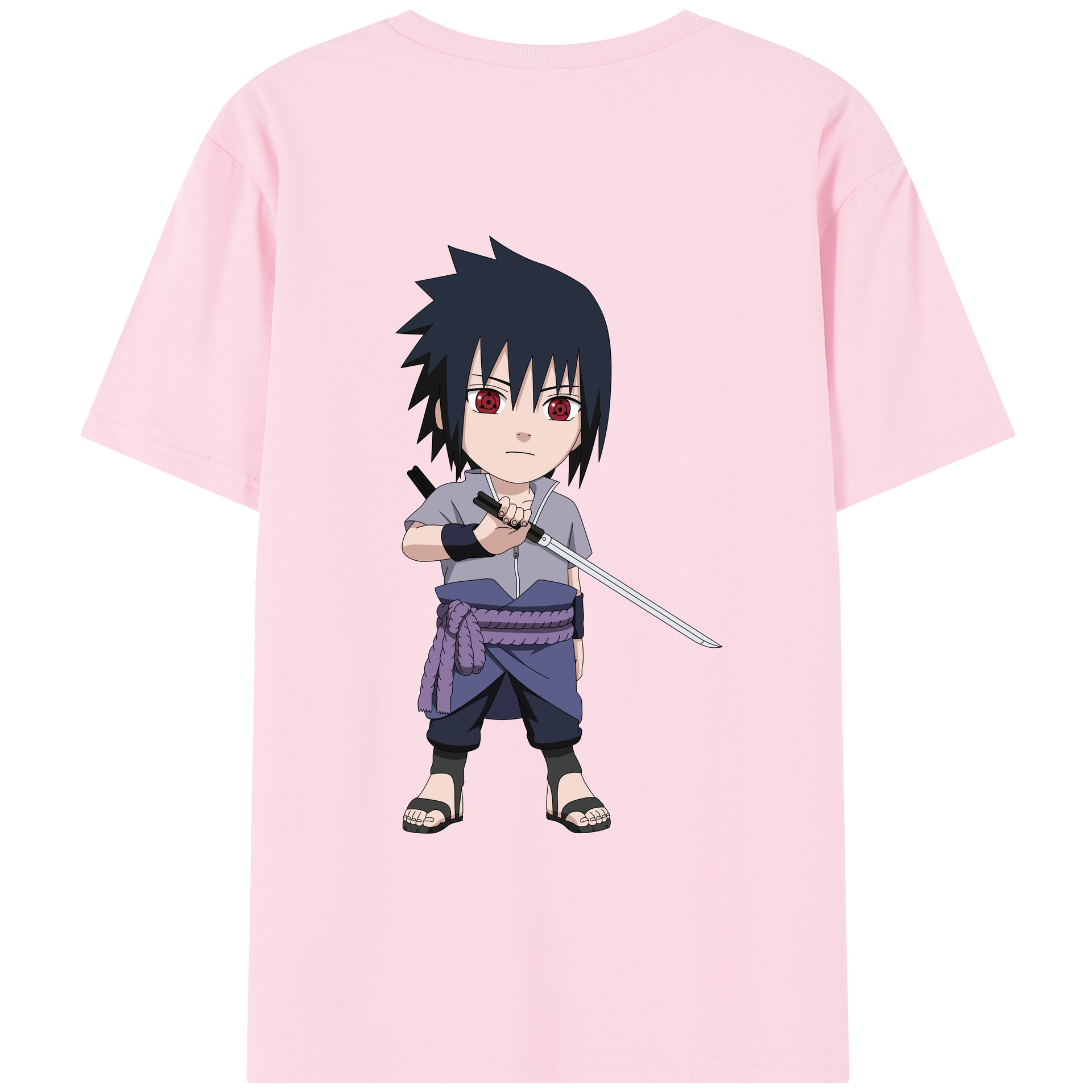 （画像用） NARUTO -ナルト- うちは サスケ Uchiha Sasuke 綿100％半袖Tシャツ（背面プリント）