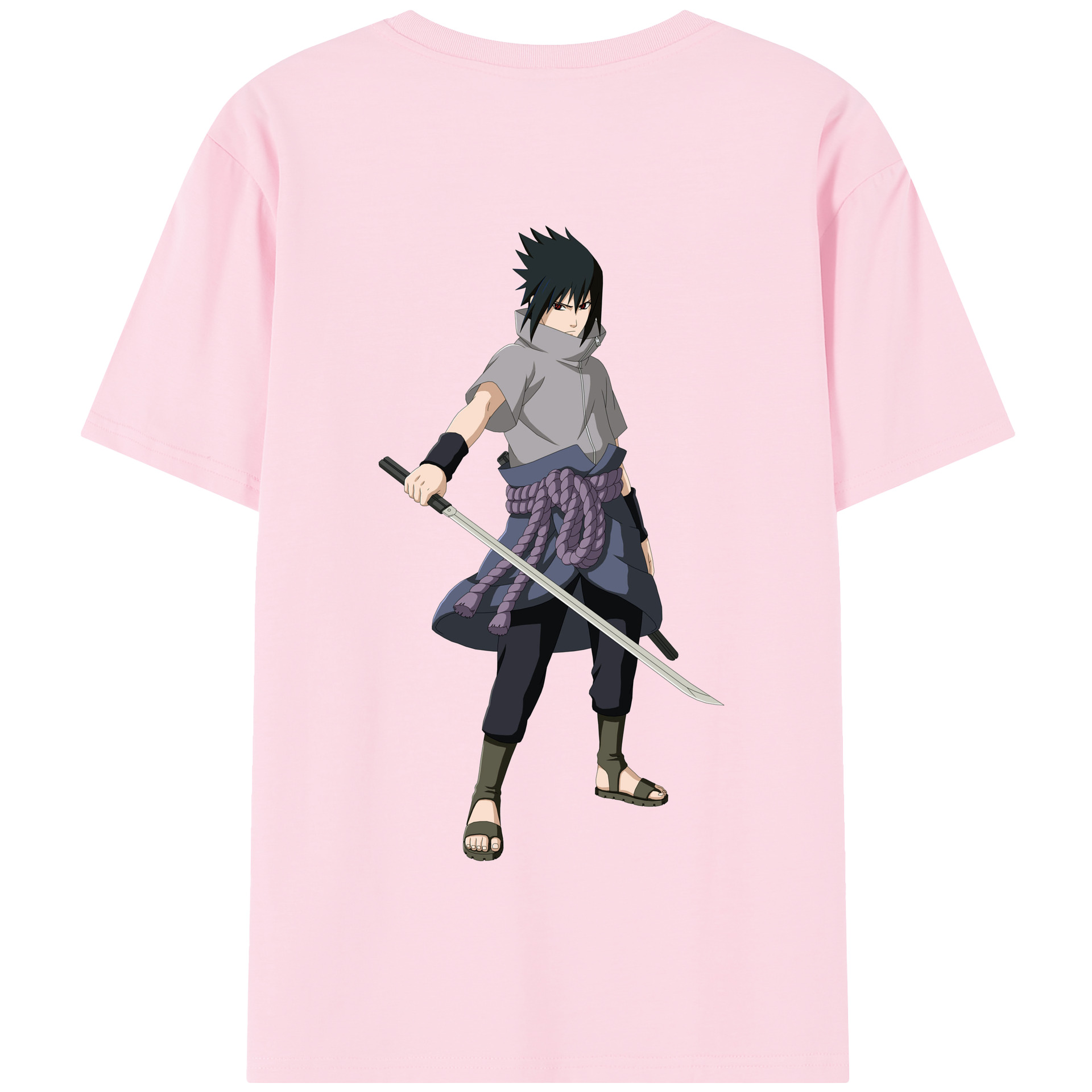 （画像用） NARUTO -ナルト- うちは サスケ Uchiha Sasuke 綿100％半袖Tシャツ（背面プリント）