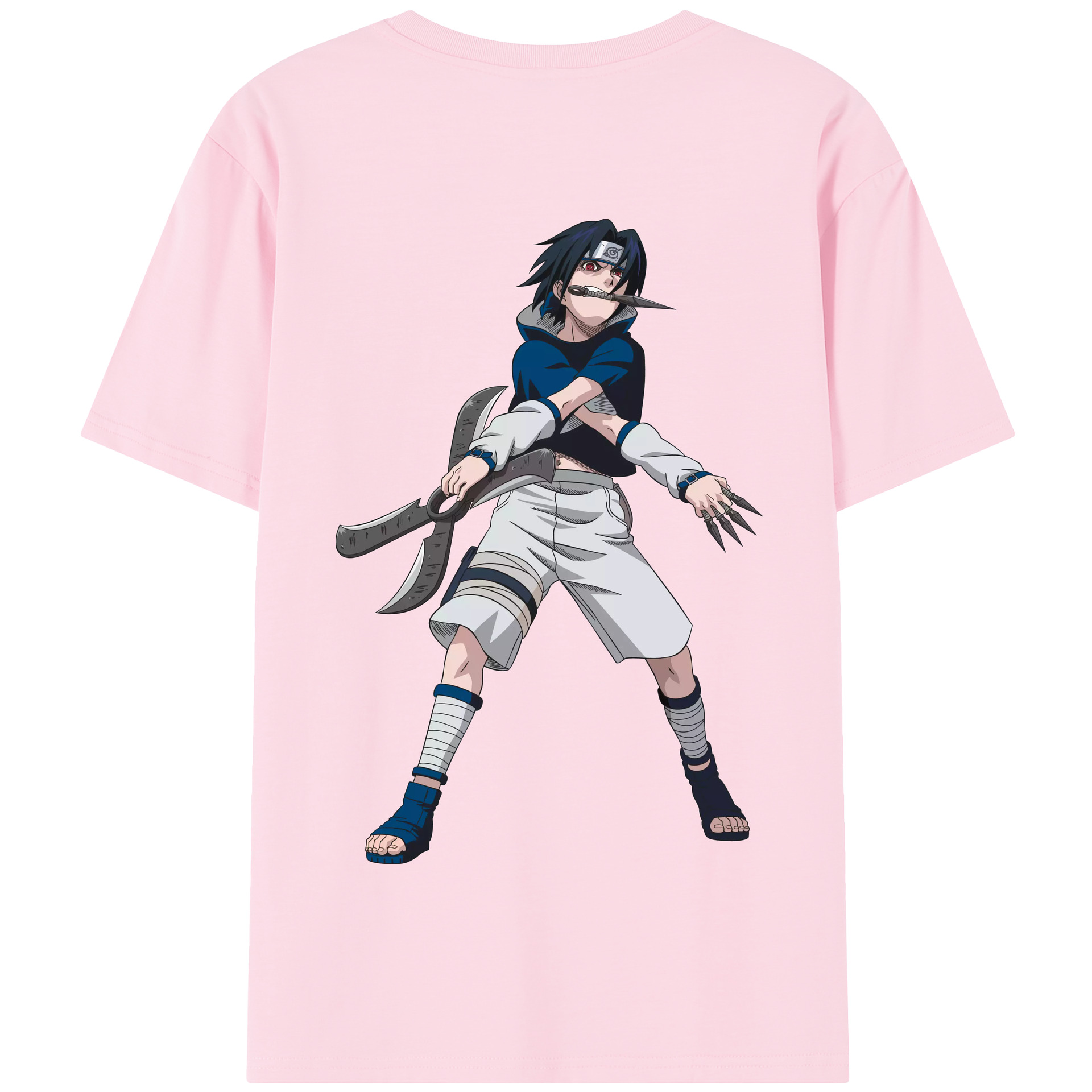 （画像用） NARUTO -ナルト- うちは サスケ Uchiha Sasuke 綿100％半袖Tシャツ（背面プリント）