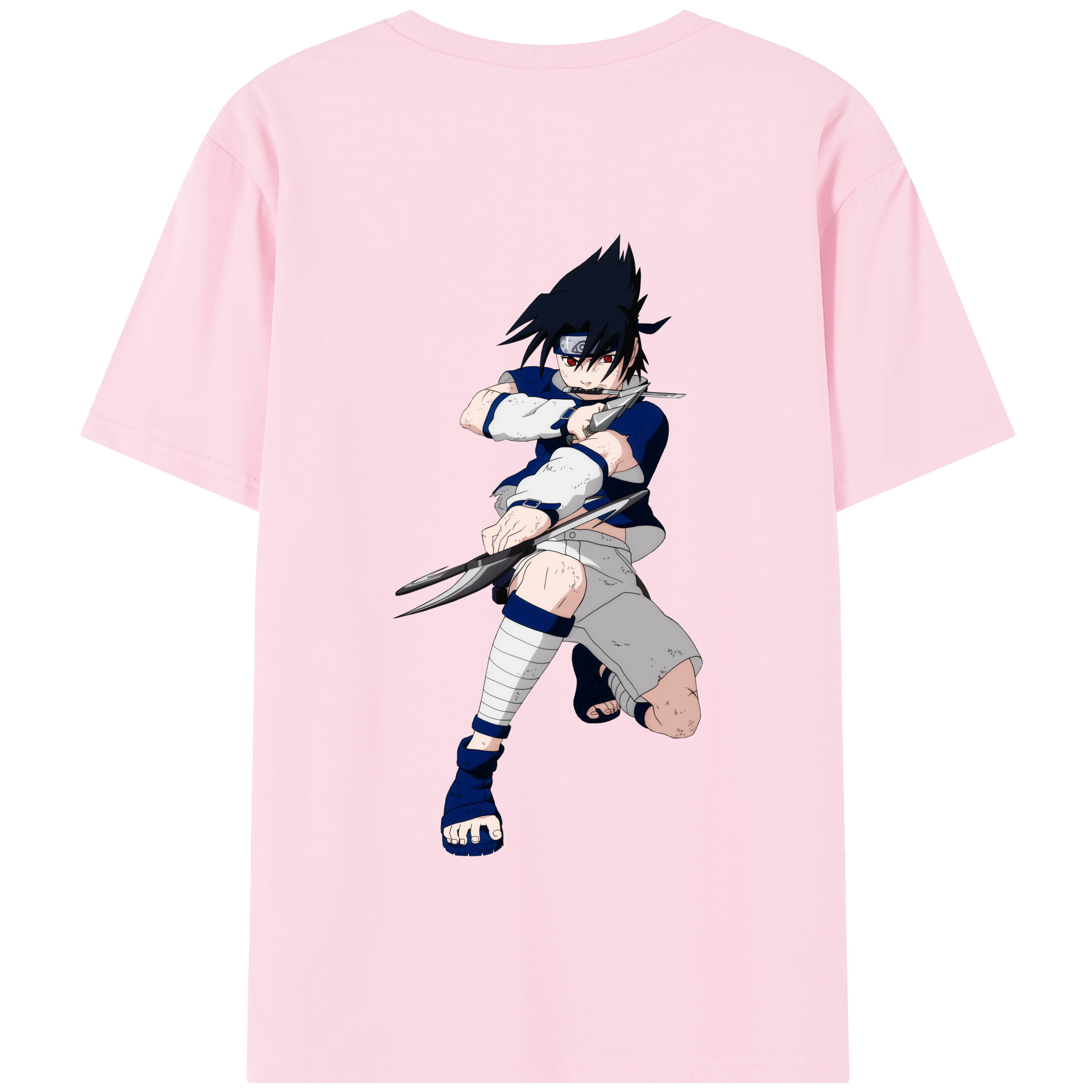 （画像用） NARUTO -ナルト- うちは サスケ Uchiha Sasuke 綿100％半袖Tシャツ（背面プリント）