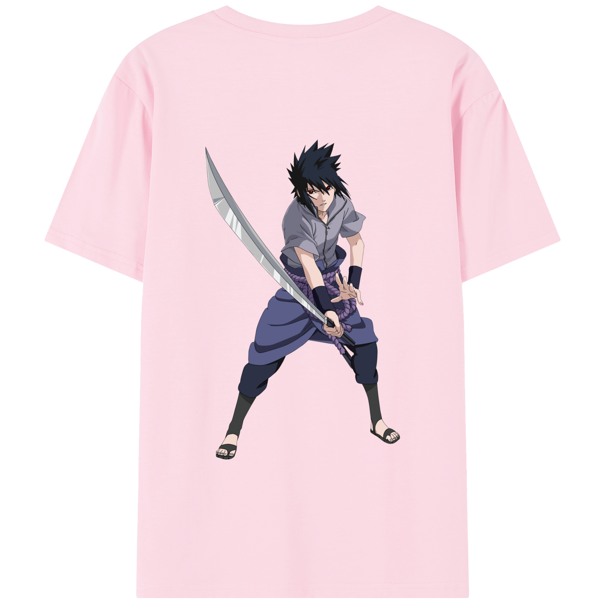 （画像用） NARUTO -ナルト- うちは サスケ Uchiha Sasuke 綿100％半袖Tシャツ（背面プリント）