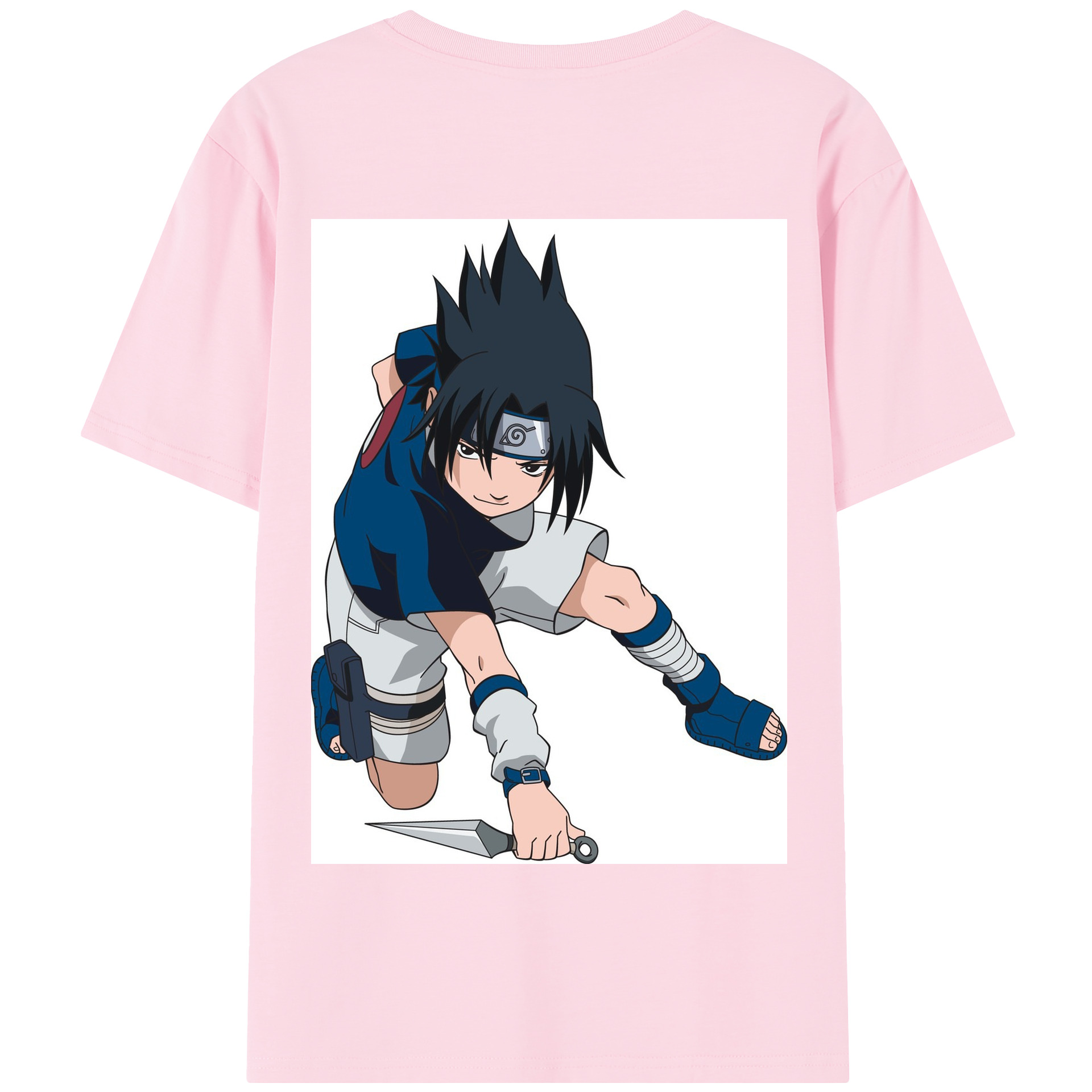 （画像用） NARUTO -ナルト- うちは サスケ Uchiha Sasuke 綿100％半袖Tシャツ（背面プリント）