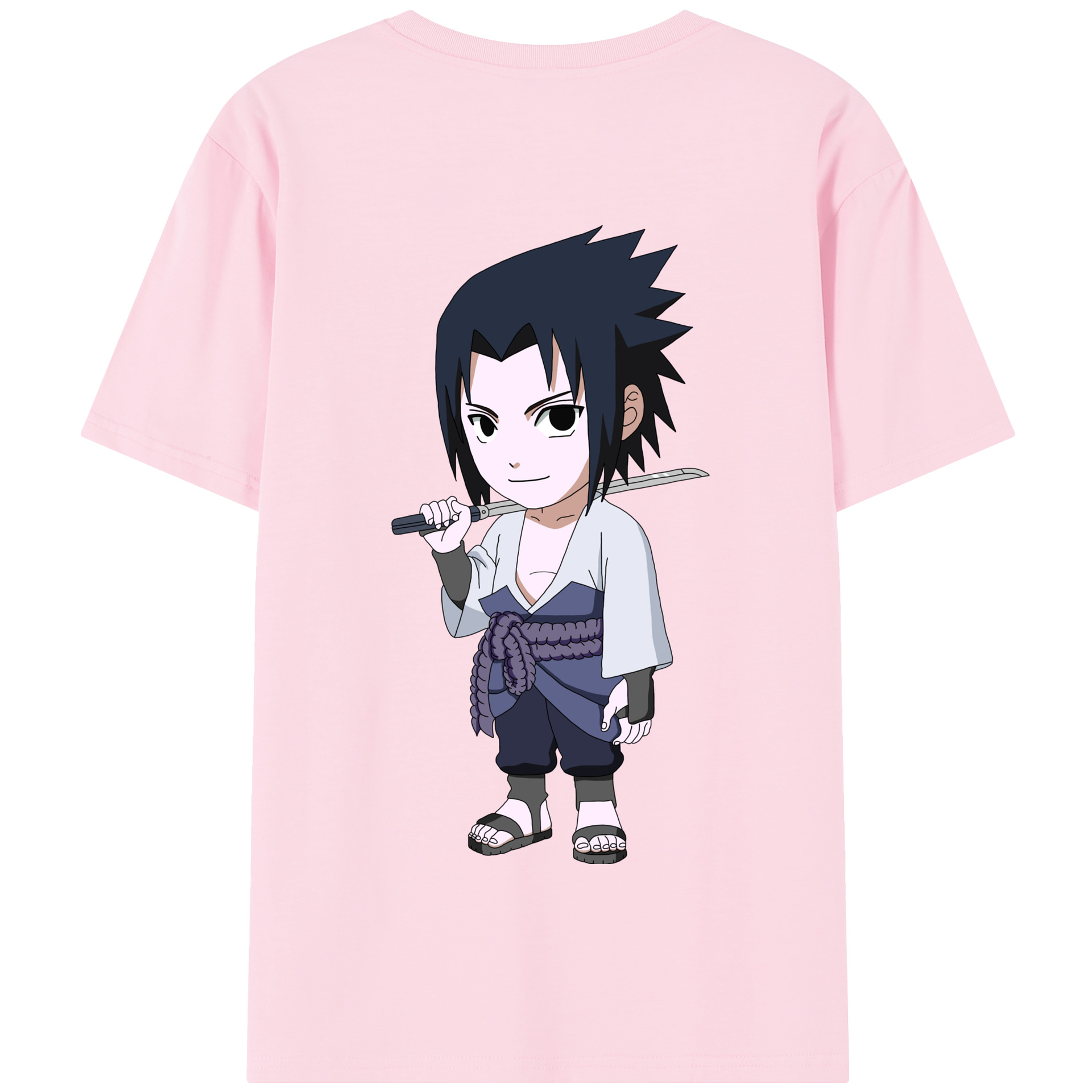（画像用） NARUTO -ナルト- うちは サスケ Uchiha Sasuke 綿100％半袖Tシャツ（背面プリント）