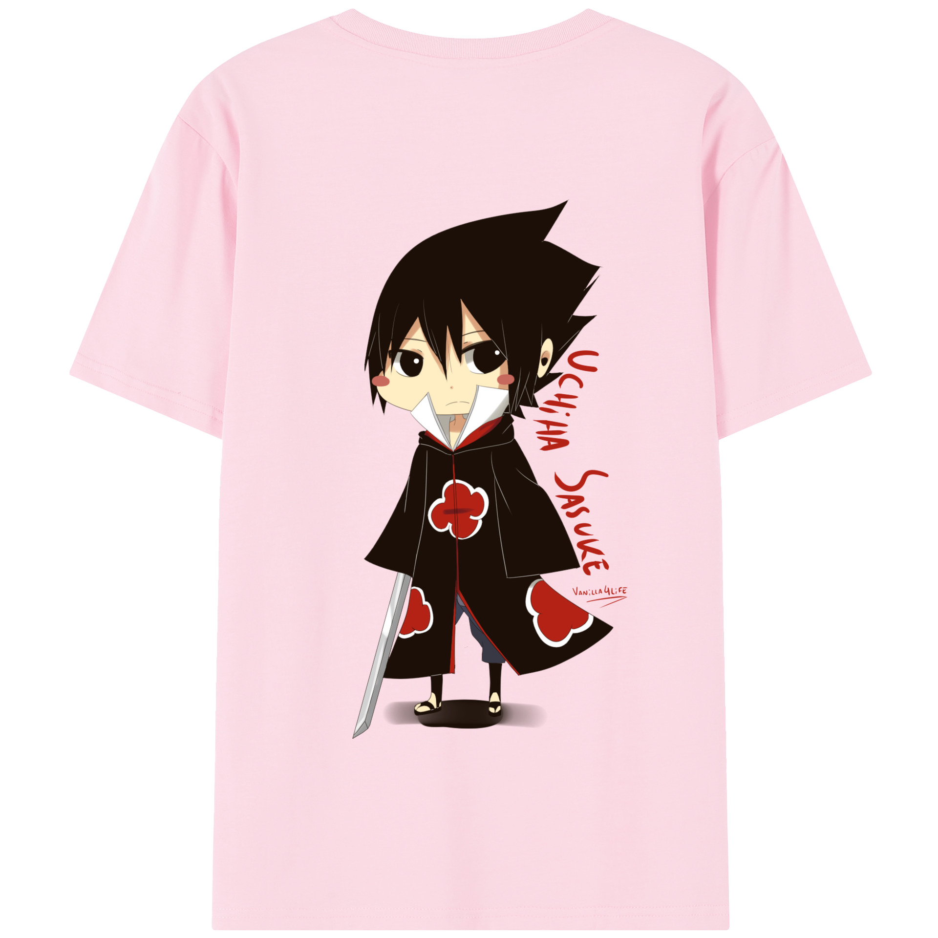 （画像用） NARUTO -ナルト- うちは サスケ Uchiha Sasuke 綿100％半袖Tシャツ（背面プリント）