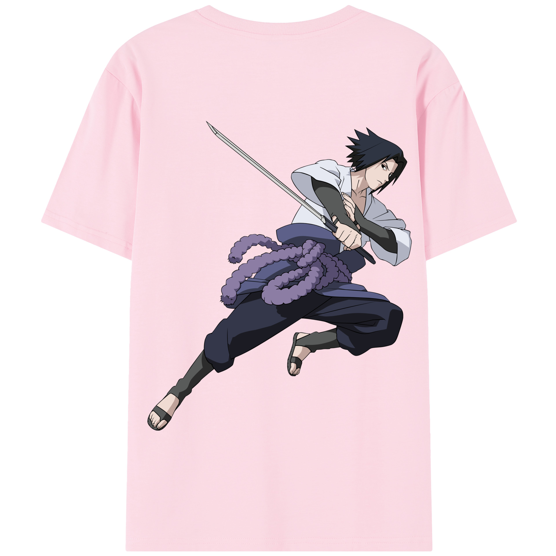 （画像用） NARUTO -ナルト- うちは サスケ Uchiha Sasuke 綿100％半袖Tシャツ（背面プリント）