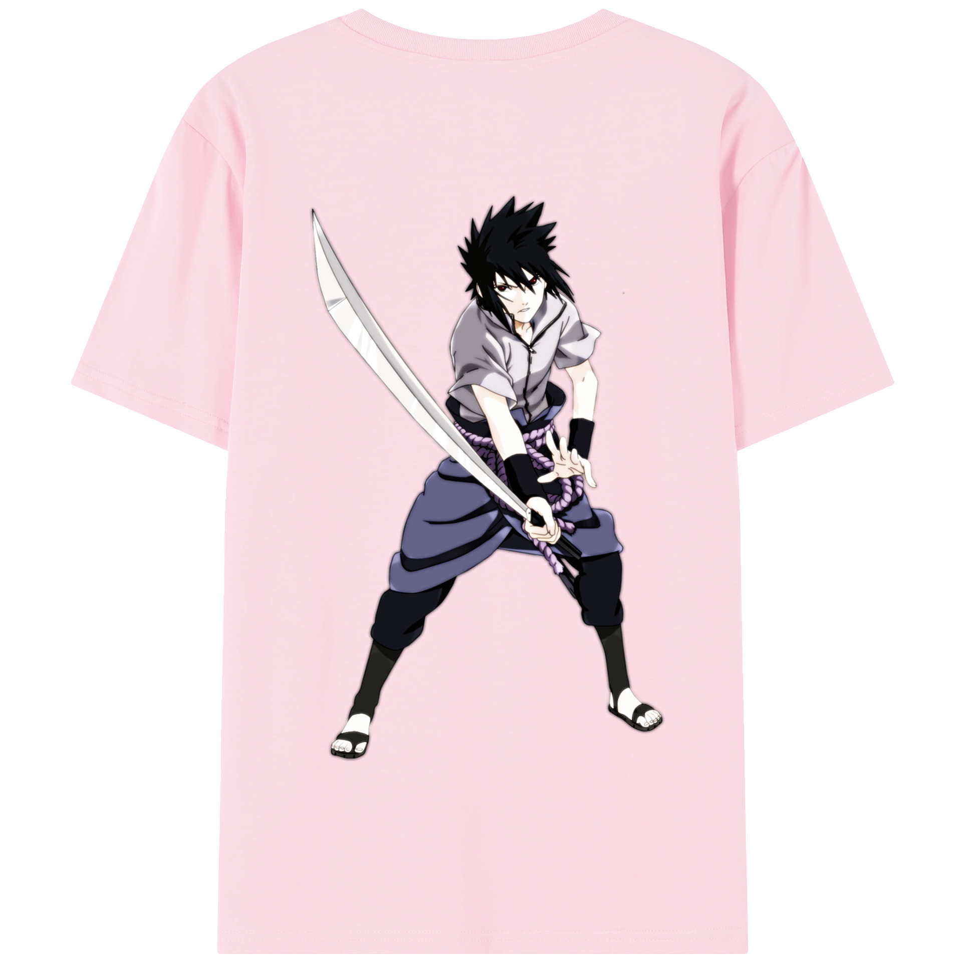 （画像用） NARUTO -ナルト- うちは サスケ Uchiha Sasuke 綿100％半袖Tシャツ（背面プリント）