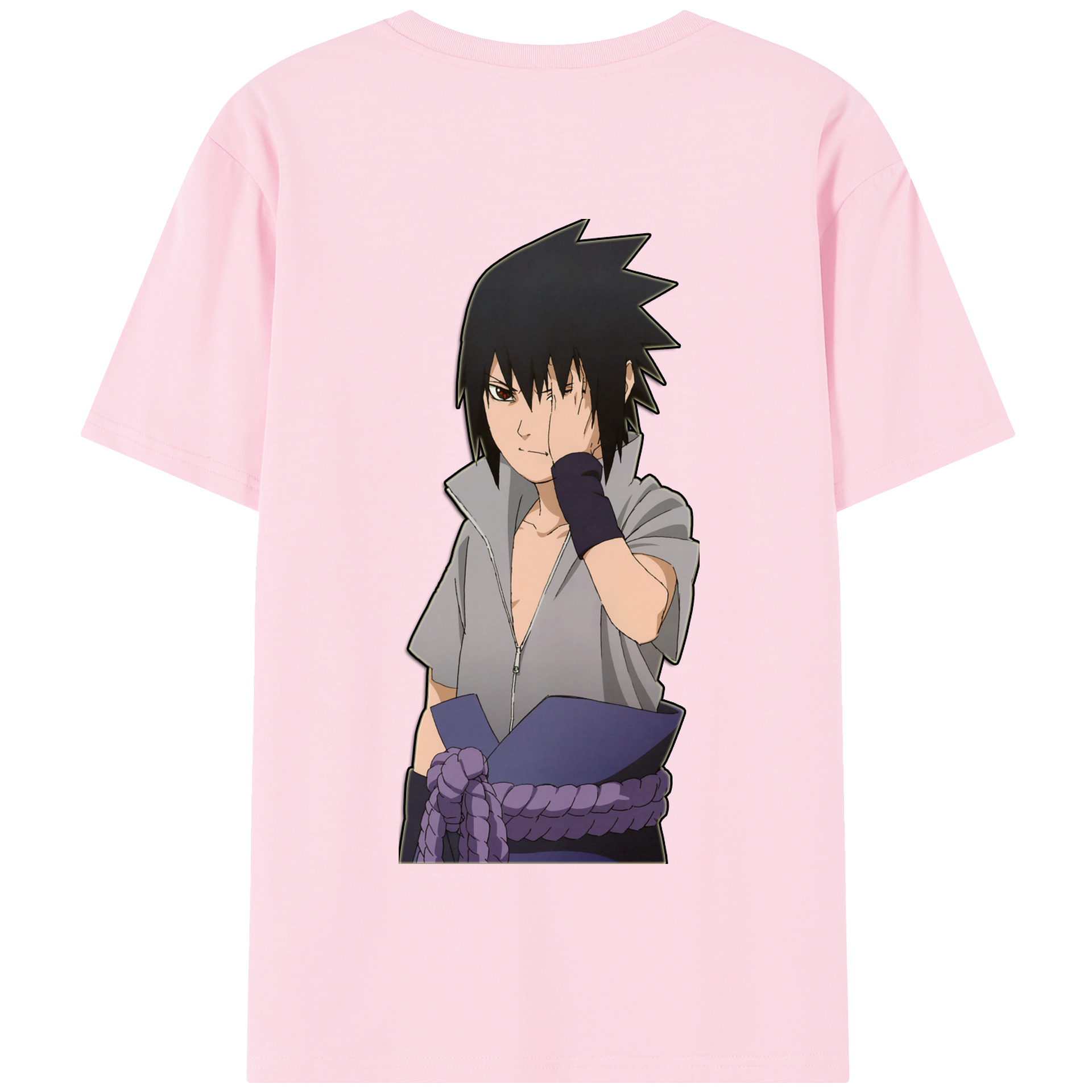 （画像用） NARUTO -ナルト- うちは サスケ Uchiha Sasuke 綿100％半袖Tシャツ（背面プリント）