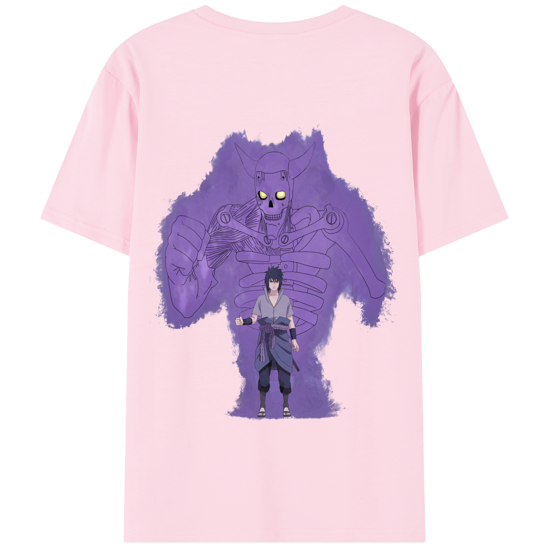 （画像用） NARUTO -ナルト- うちは サスケ Uchiha Sasuke 綿100％半袖Tシャツ（背面プリント）