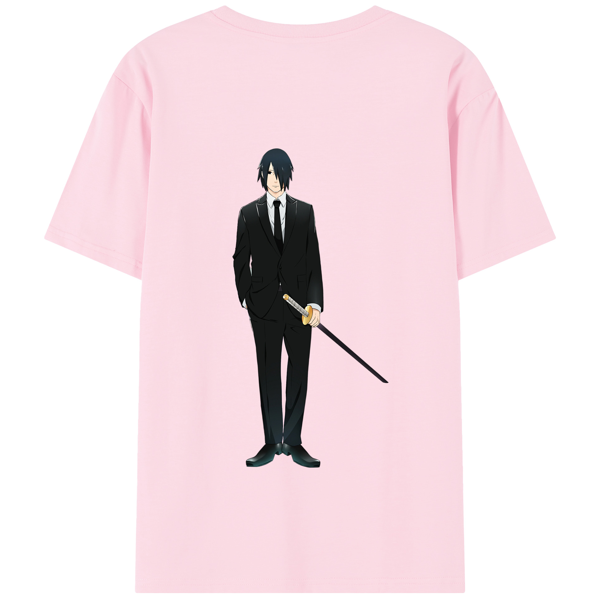 （画像用） NARUTO -ナルト- うちは サスケ Uchiha Sasuke 綿100％半袖Tシャツ（背面プリント）