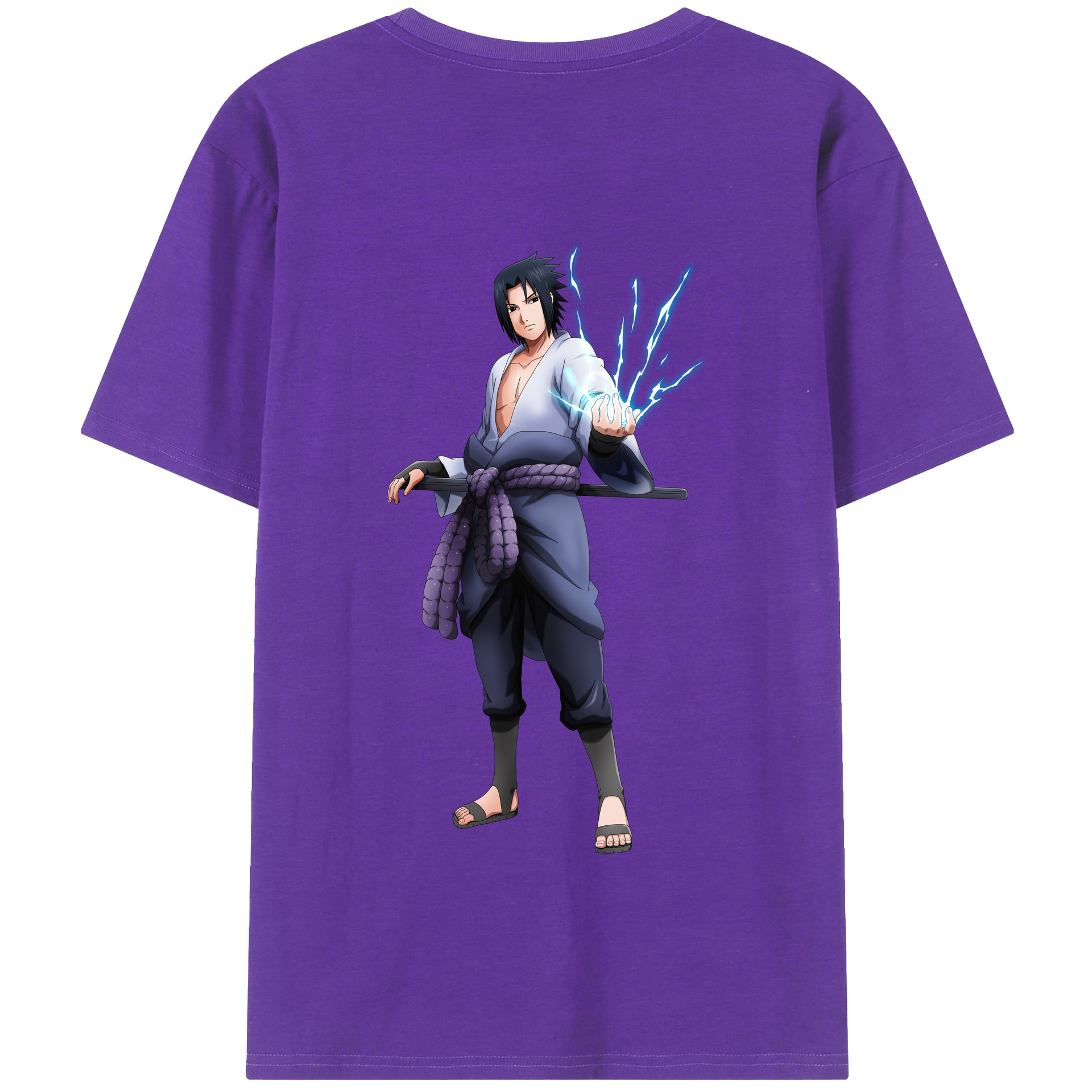 （画像用） NARUTO -ナルト- うちは サスケ Uchiha Sasuke 綿100％半袖Tシャツ（背面プリント）