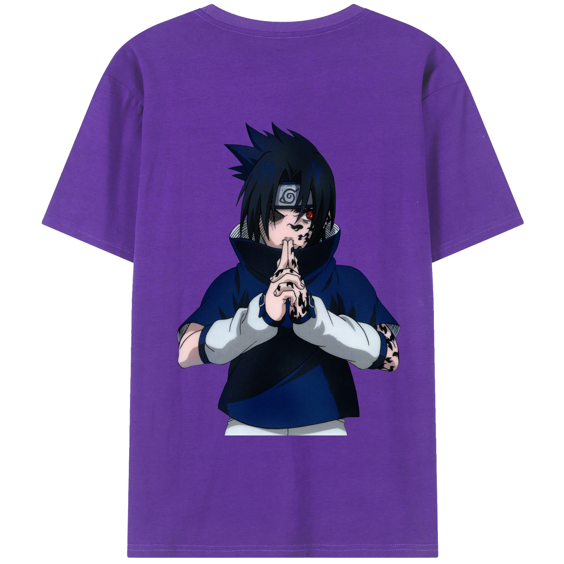 （画像用） NARUTO -ナルト- うちは サスケ Uchiha Sasuke 綿100％半袖Tシャツ（背面プリント）