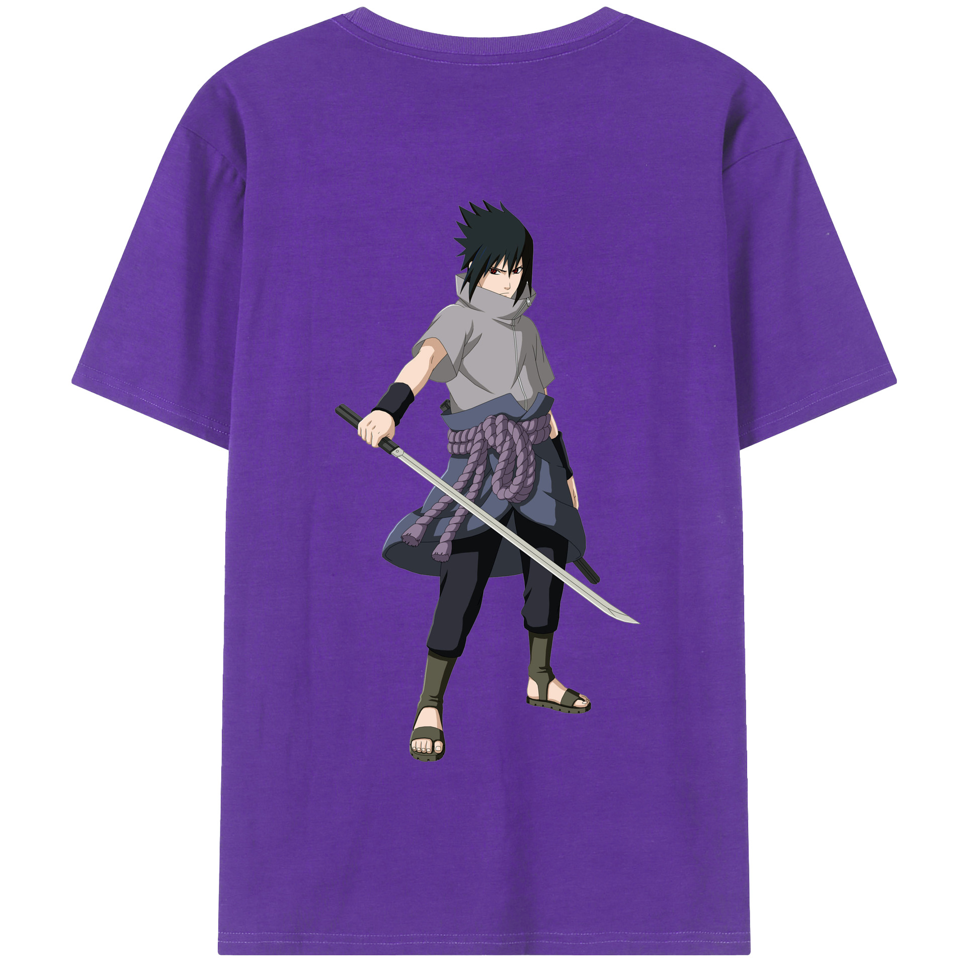 （画像用） NARUTO -ナルト- うちは サスケ Uchiha Sasuke 綿100％半袖Tシャツ（背面プリント）