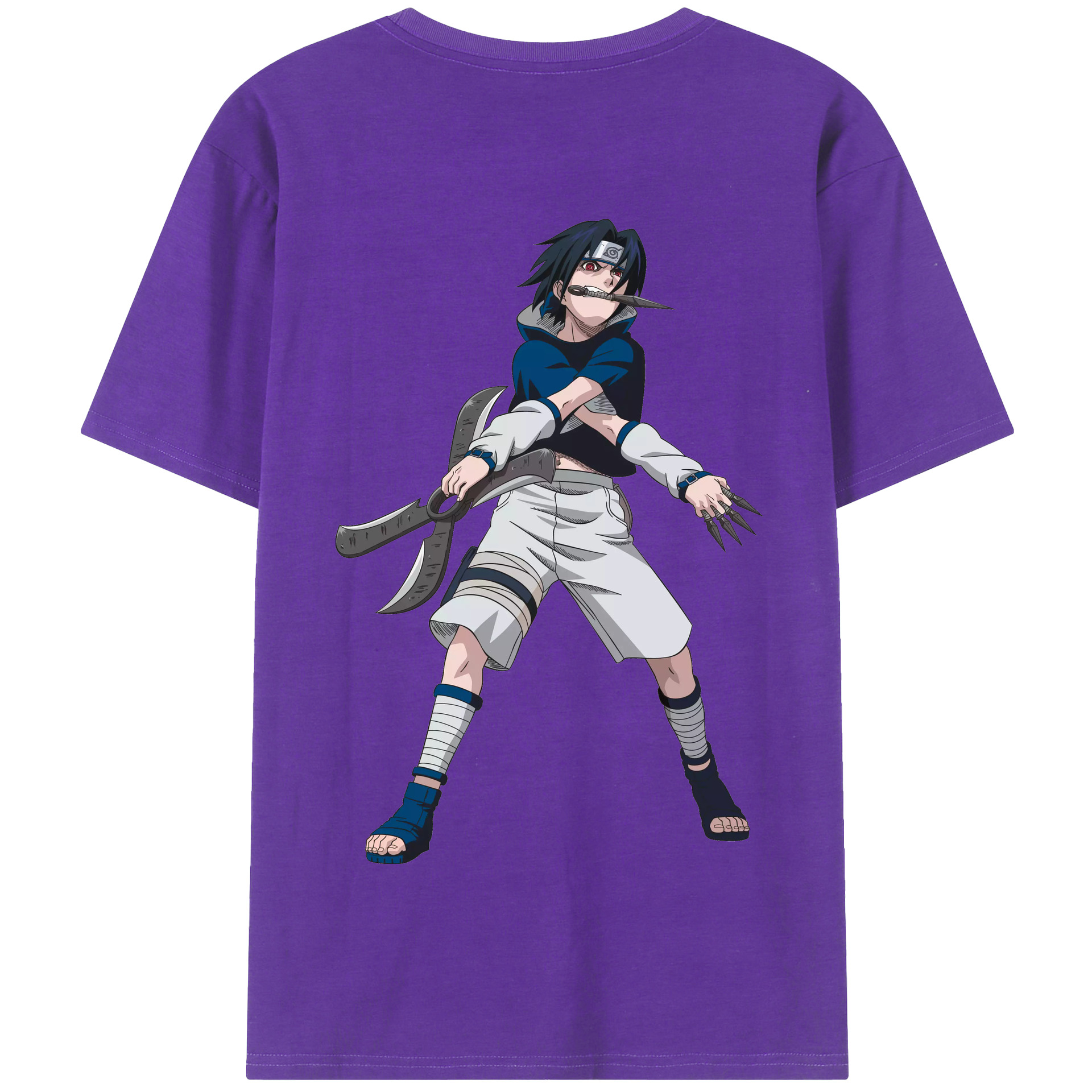 （画像用） NARUTO -ナルト- うちは サスケ Uchiha Sasuke 綿100％半袖Tシャツ（背面プリント）