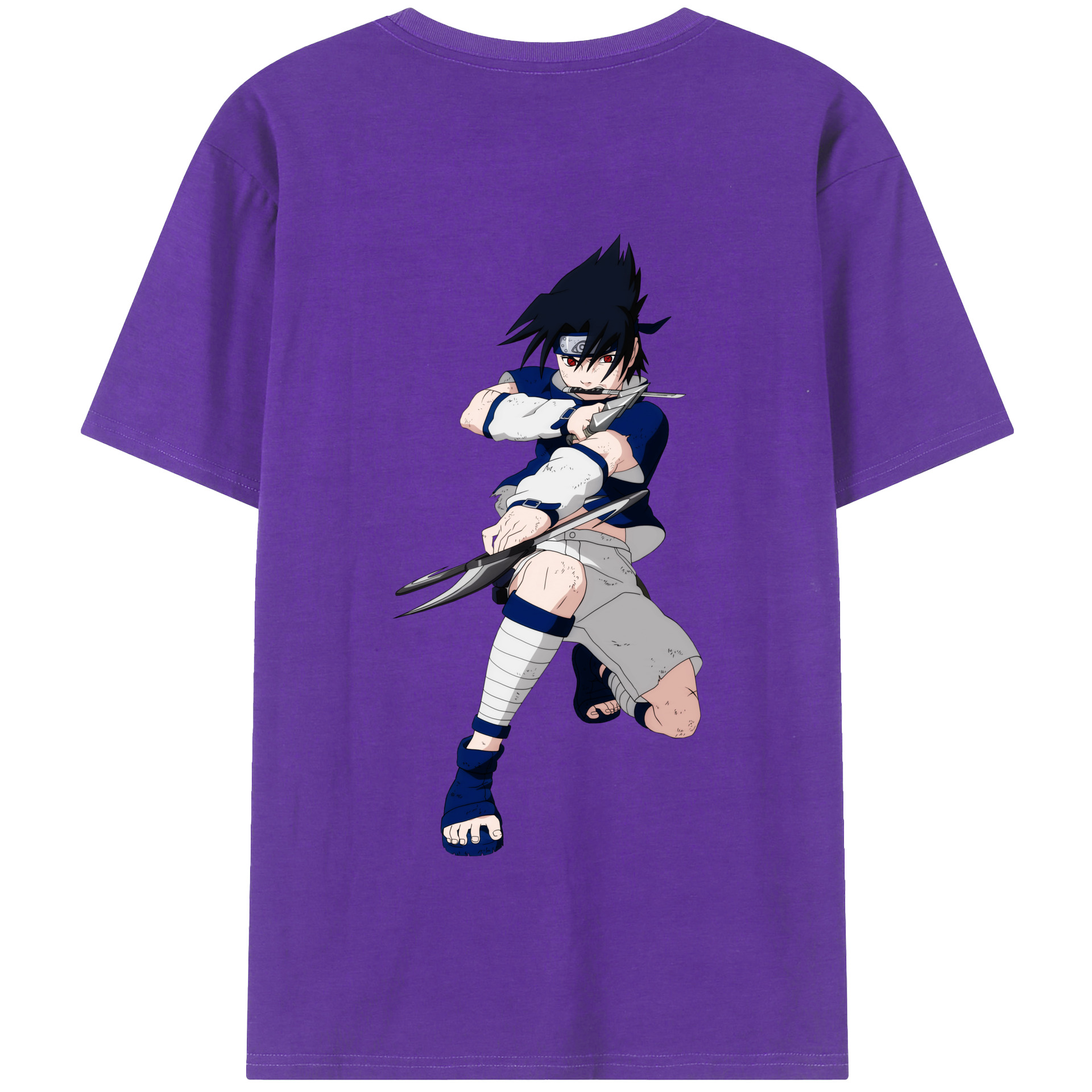 （画像用） NARUTO -ナルト- うちは サスケ Uchiha Sasuke 綿100％半袖Tシャツ（背面プリント）