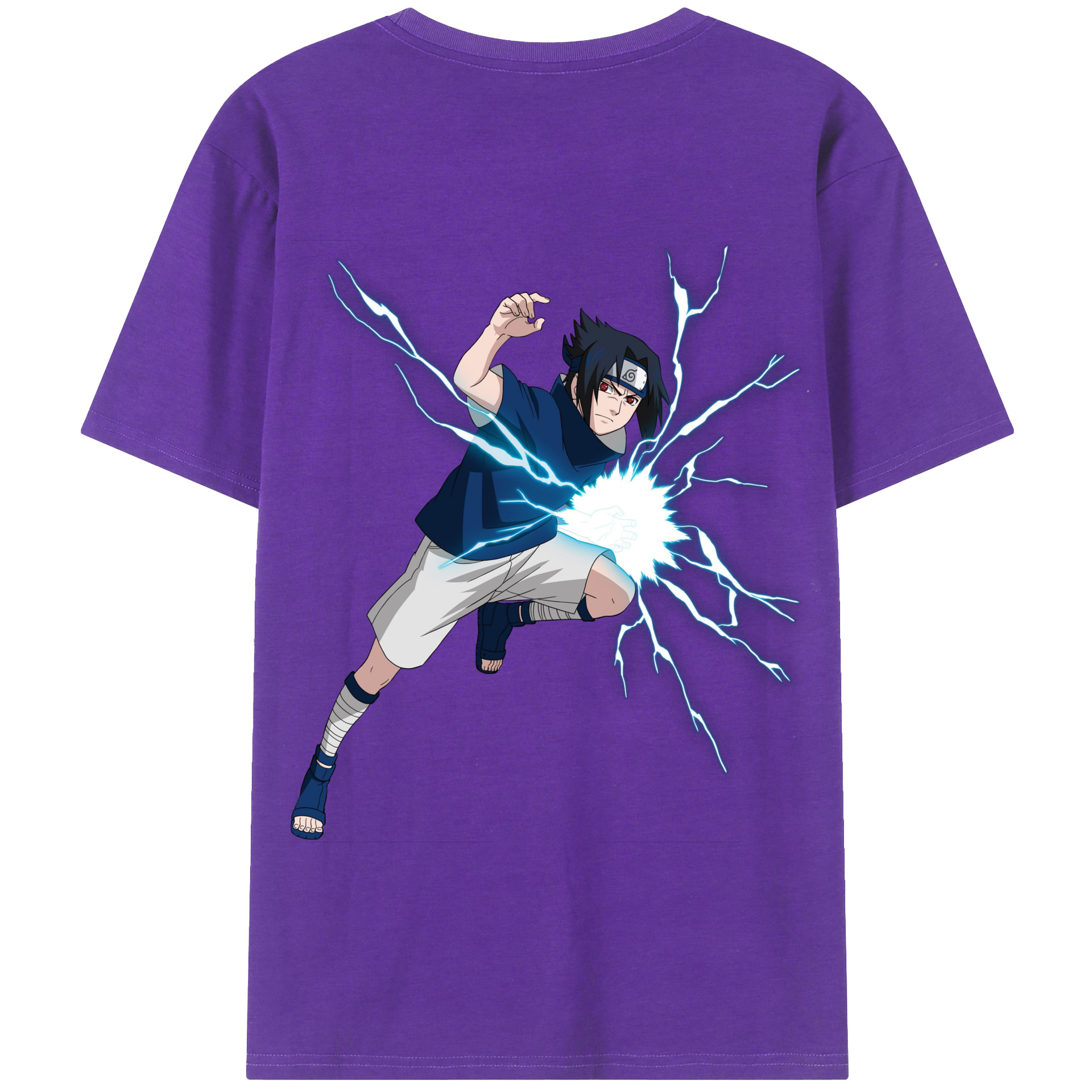（画像用） NARUTO -ナルト- うちは サスケ Uchiha Sasuke 綿100％半袖Tシャツ（背面プリント）