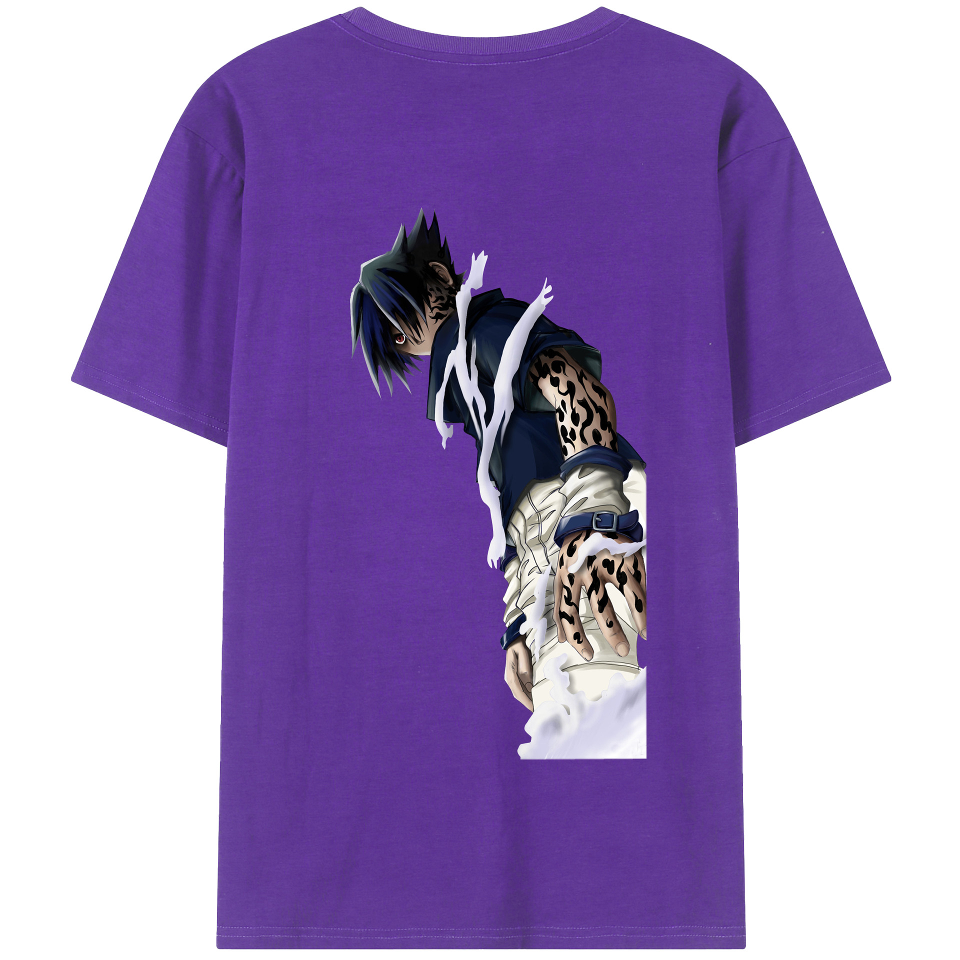 （画像用） NARUTO -ナルト- うちは サスケ Uchiha Sasuke 綿100％半袖Tシャツ（背面プリント）