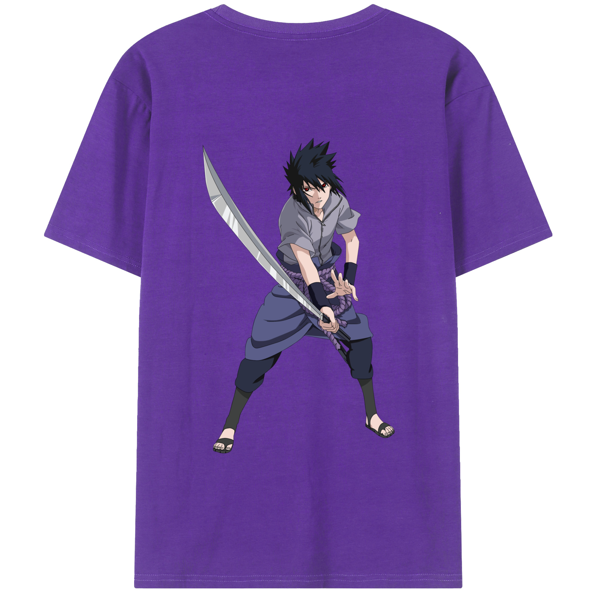 （画像用） NARUTO -ナルト- うちは サスケ Uchiha Sasuke 綿100％半袖Tシャツ（背面プリント）
