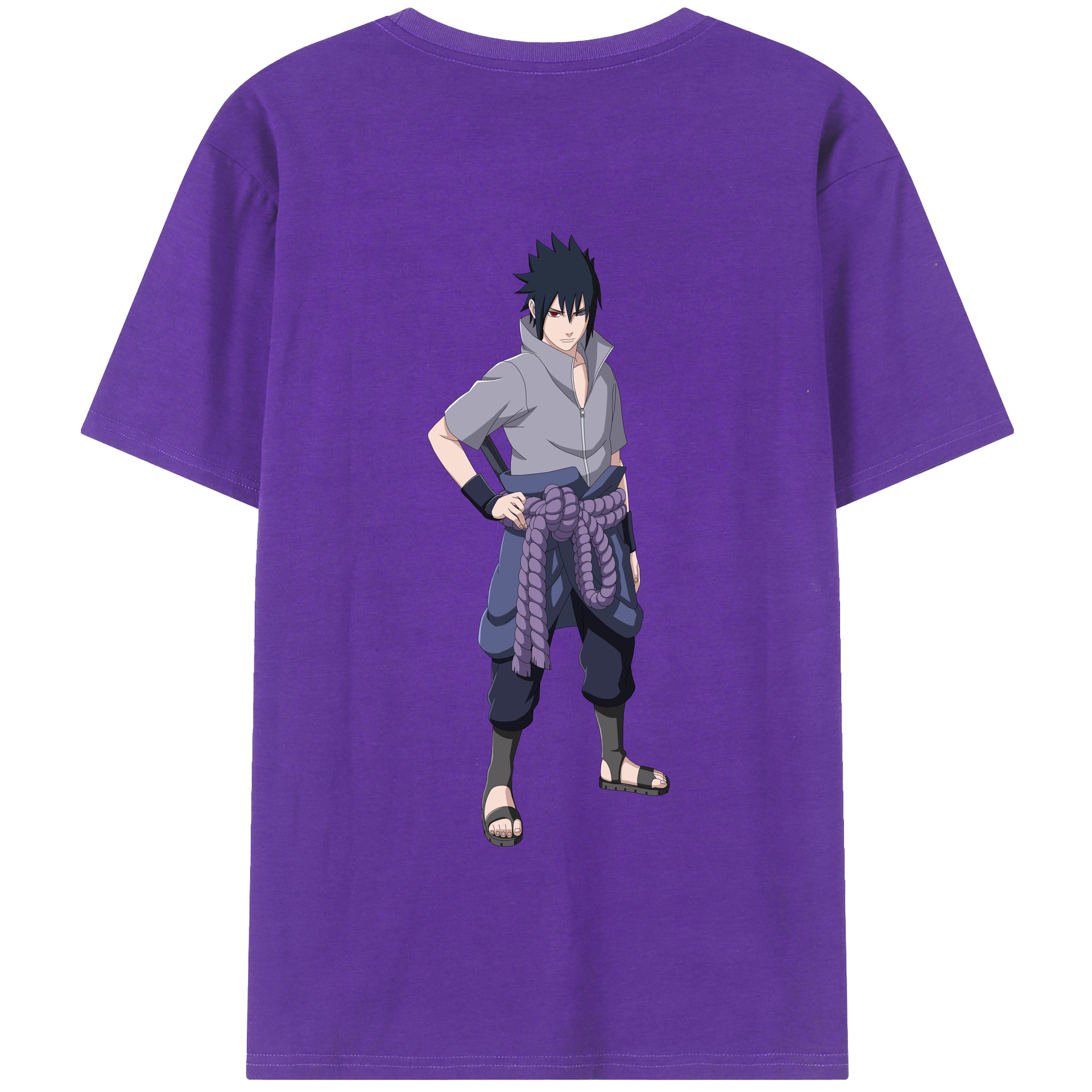 （画像用） NARUTO -ナルト- うちは サスケ Uchiha Sasuke 綿100％半袖Tシャツ（背面プリント）