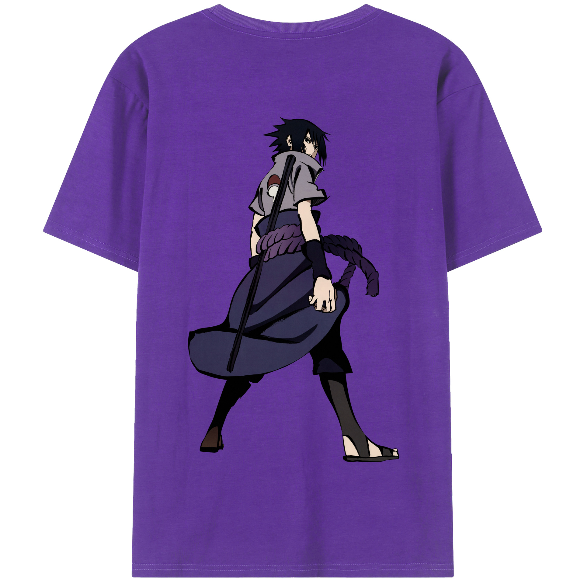 （画像用） NARUTO -ナルト- うちは サスケ Uchiha Sasuke 綿100％半袖Tシャツ（背面プリント）
