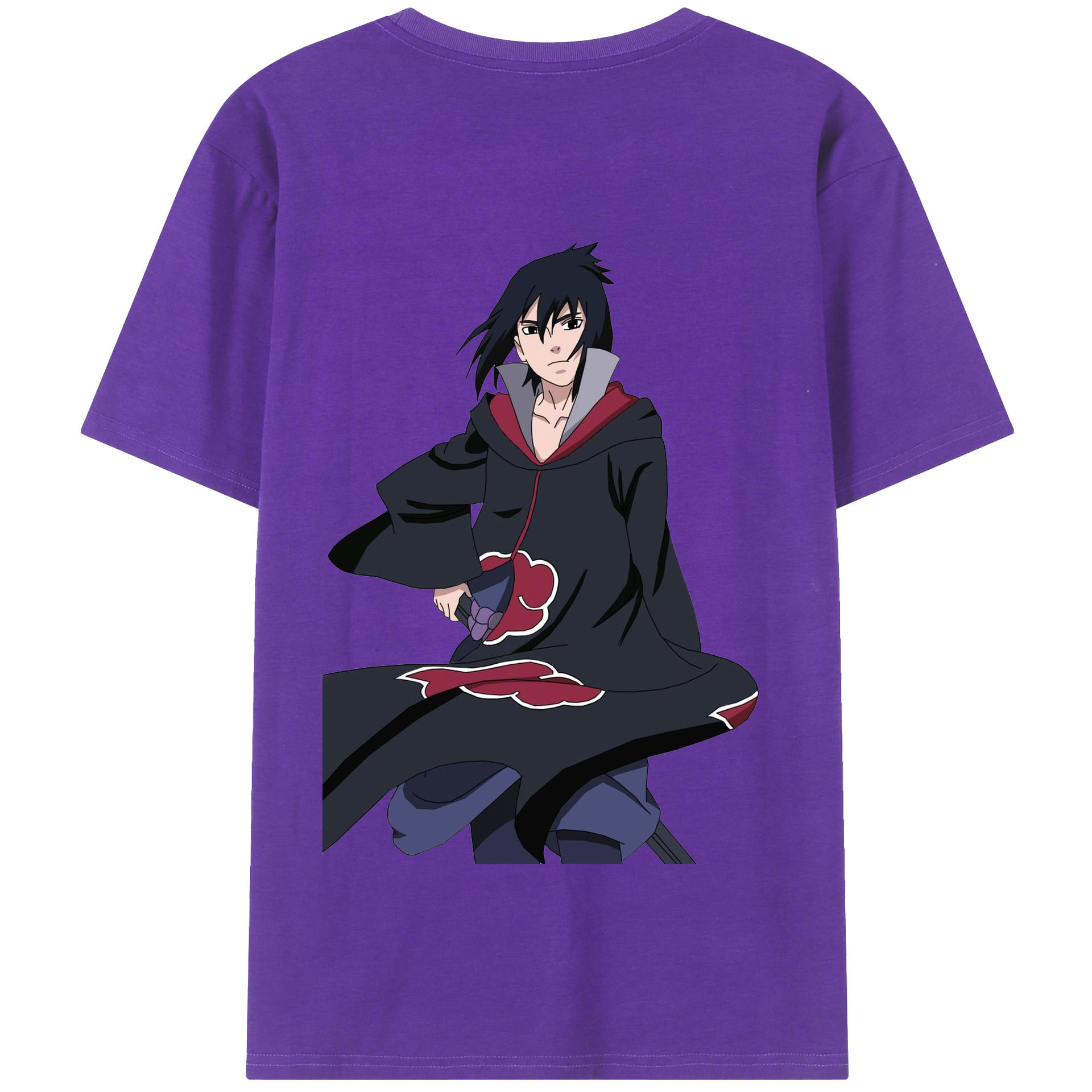 （画像用） NARUTO -ナルト- うちは サスケ Uchiha Sasuke 綿100％半袖Tシャツ（背面プリント）
