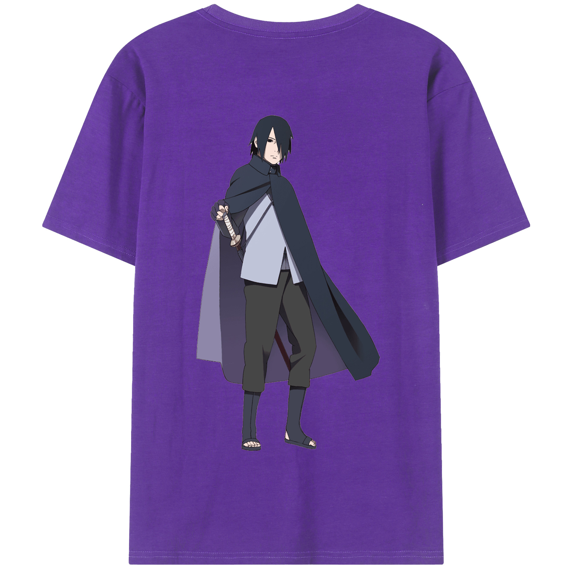 （画像用） NARUTO -ナルト- うちは サスケ Uchiha Sasuke 綿100％半袖Tシャツ（背面プリント）