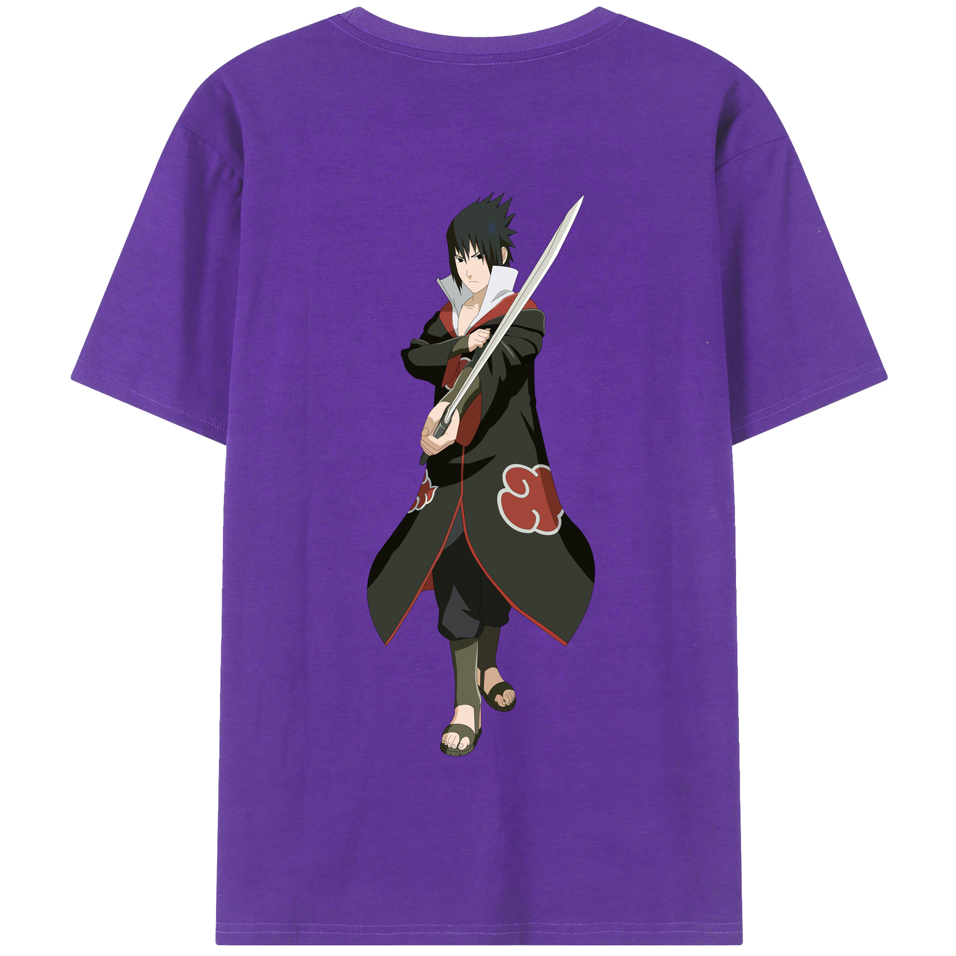 （画像用） NARUTO -ナルト- うちは サスケ Uchiha Sasuke 綿100％半袖Tシャツ（背面プリント）