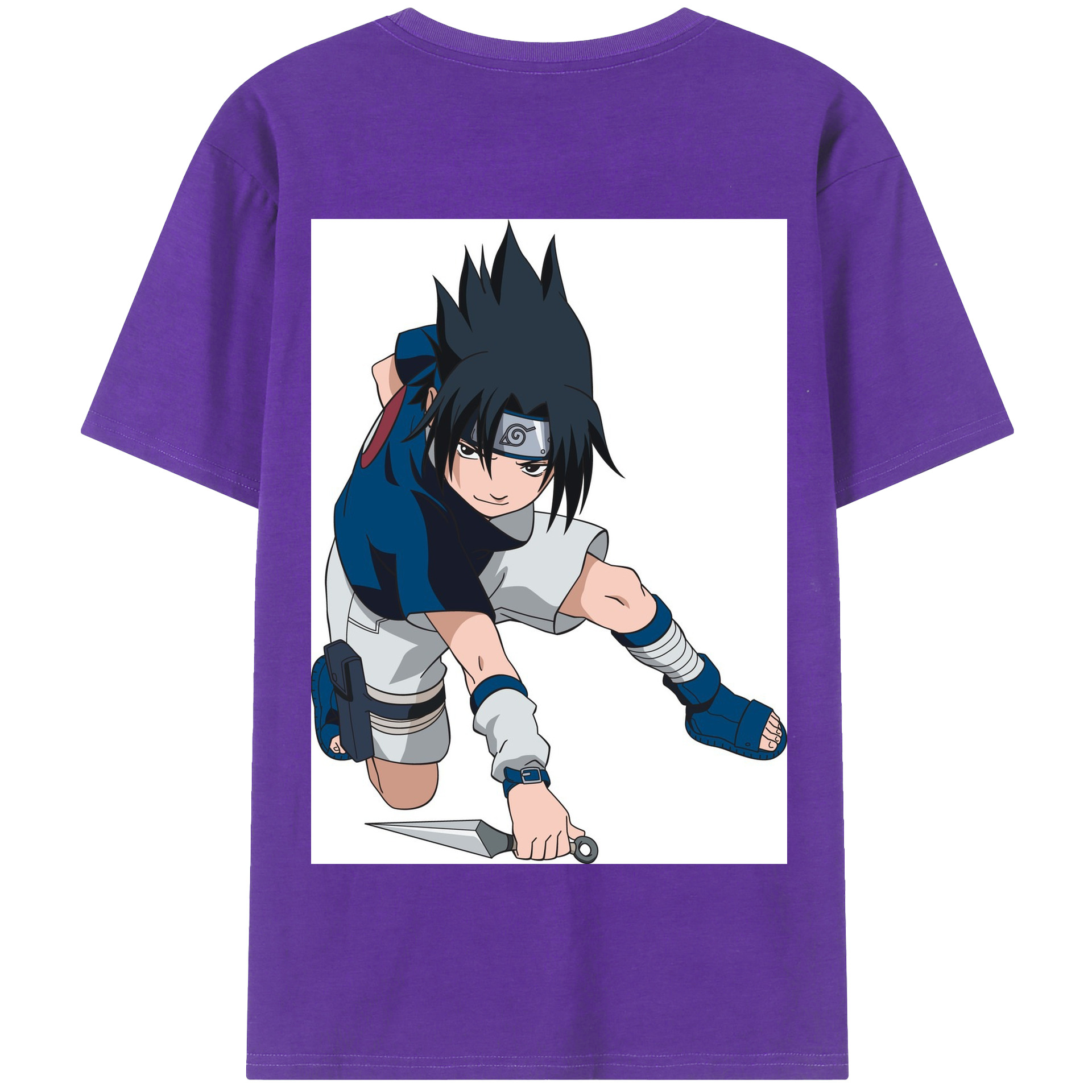 （画像用） NARUTO -ナルト- うちは サスケ Uchiha Sasuke 綿100％半袖Tシャツ（背面プリント）