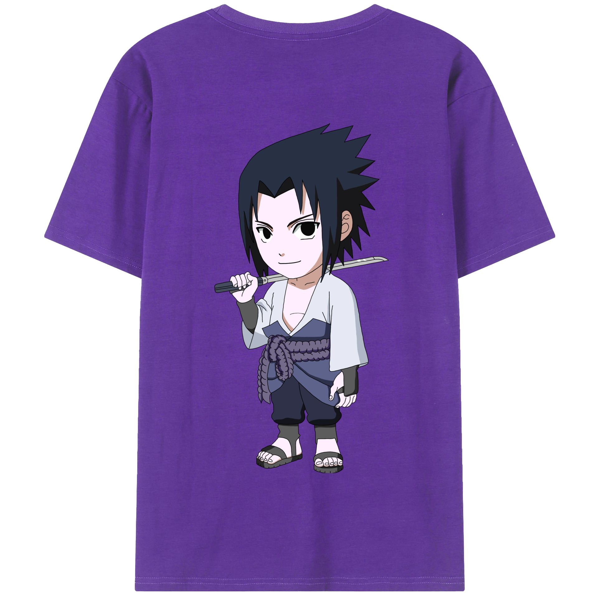（画像用） NARUTO -ナルト- うちは サスケ Uchiha Sasuke 綿100％半袖Tシャツ（背面プリント）