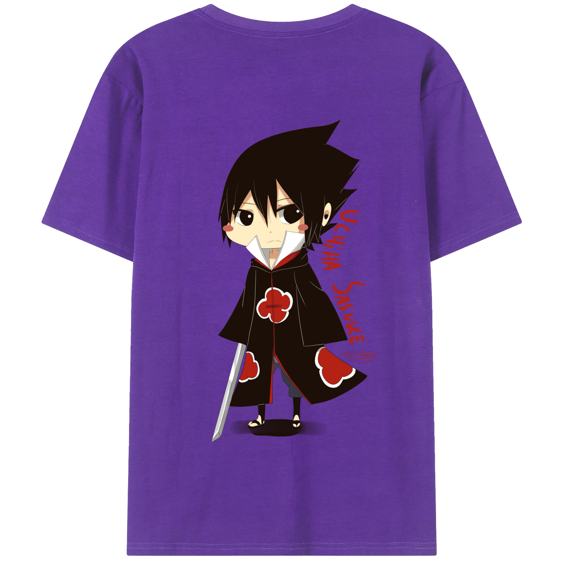 （画像用） NARUTO -ナルト- うちは サスケ Uchiha Sasuke 綿100％半袖Tシャツ（背面プリント）