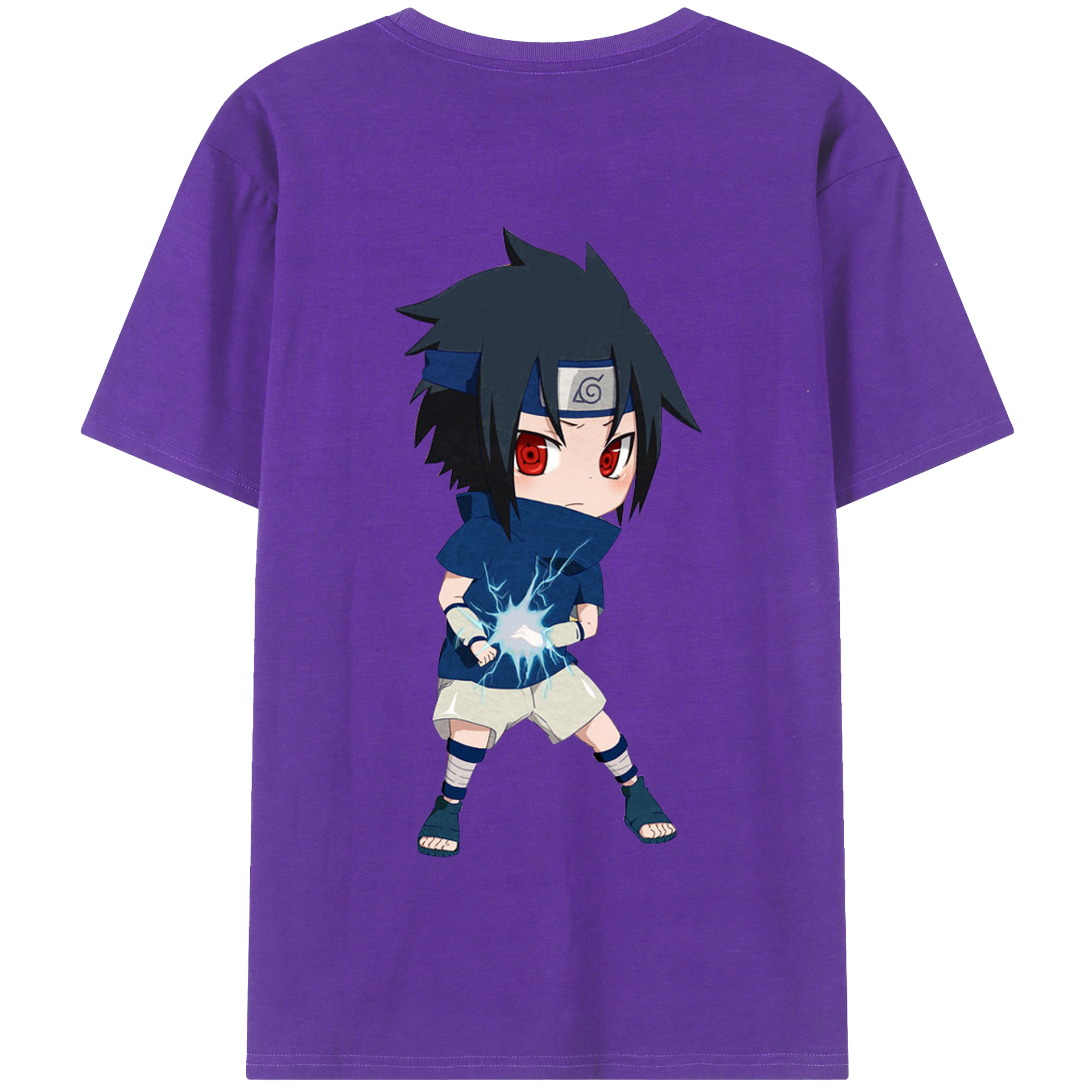 （画像用） NARUTO -ナルト- うちは サスケ Uchiha Sasuke 綿100％半袖Tシャツ（背面プリント）