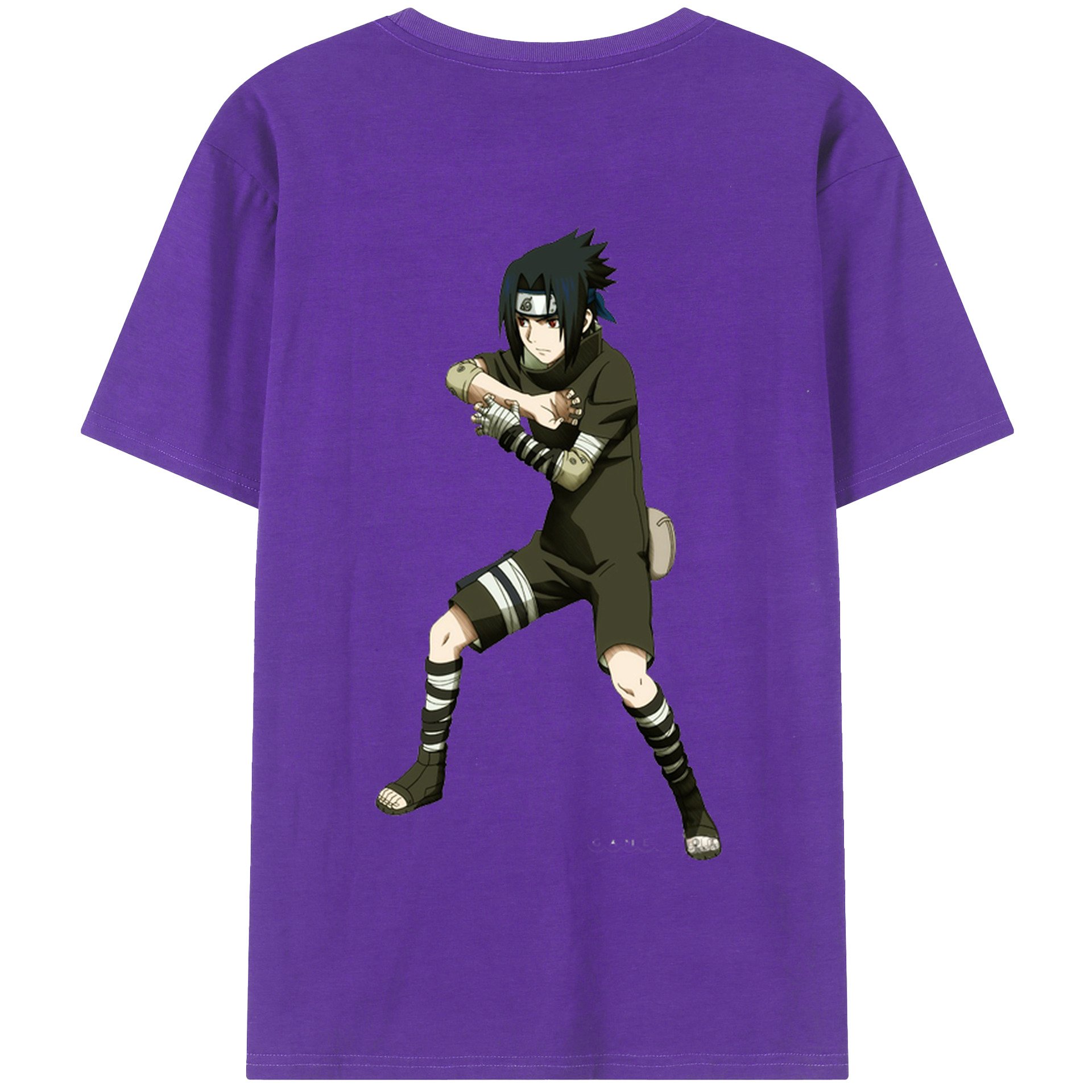 （画像用） NARUTO -ナルト- うちは サスケ Uchiha Sasuke 綿100％半袖Tシャツ（背面プリント）