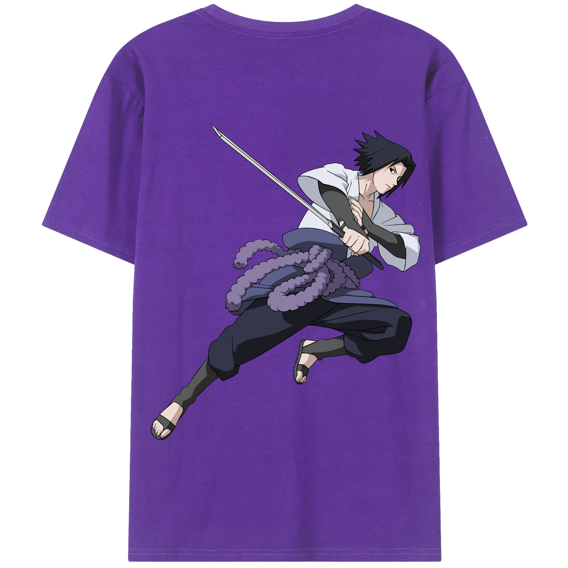 （画像用） NARUTO -ナルト- うちは サスケ Uchiha Sasuke 綿100％半袖Tシャツ（背面プリント）