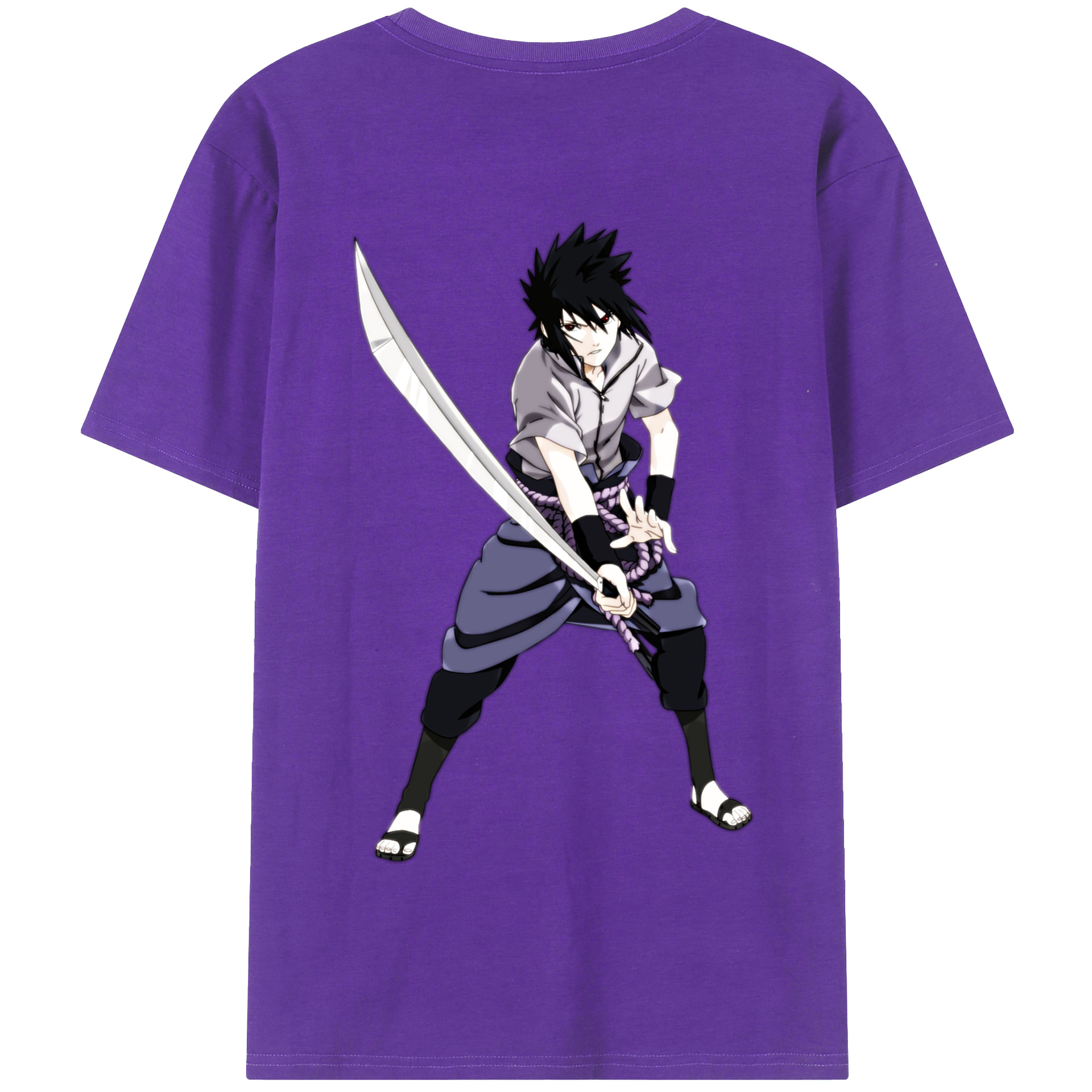 （画像用） NARUTO -ナルト- うちは サスケ Uchiha Sasuke 綿100％半袖Tシャツ（背面プリント）