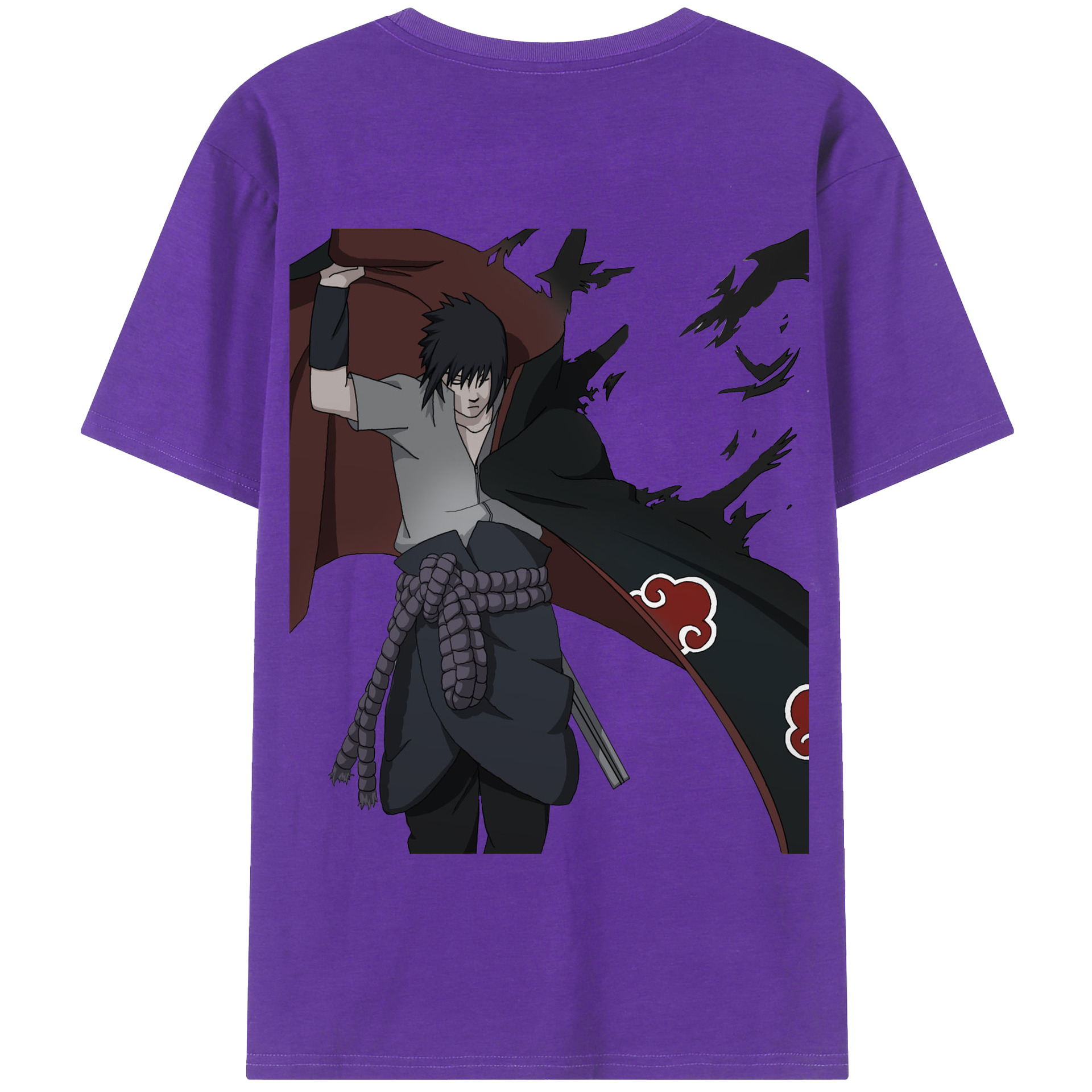 （画像用） NARUTO -ナルト- うちは サスケ Uchiha Sasuke 綿100％半袖Tシャツ（背面プリント）