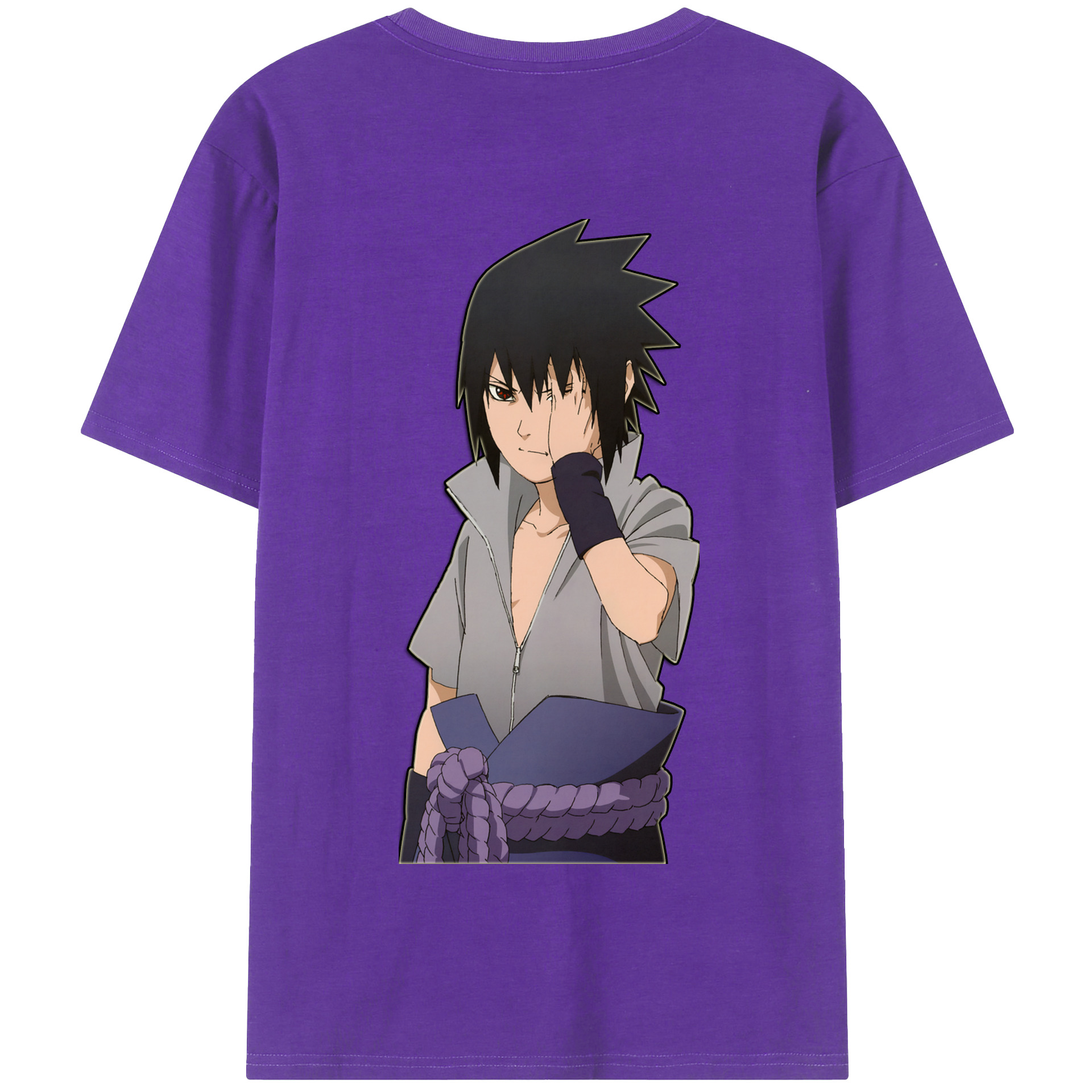 （画像用） NARUTO -ナルト- うちは サスケ Uchiha Sasuke 綿100％半袖Tシャツ（背面プリント）