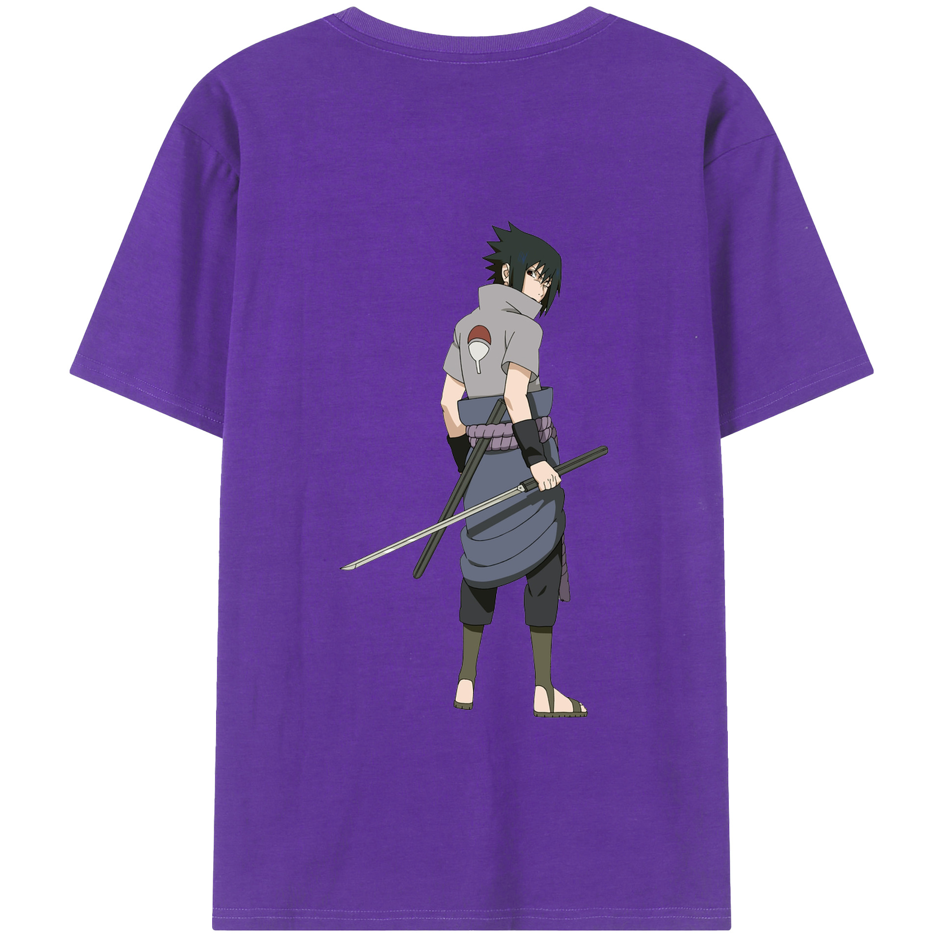 （画像用） NARUTO -ナルト- うちは サスケ Uchiha Sasuke 綿100％半袖Tシャツ（背面プリント）