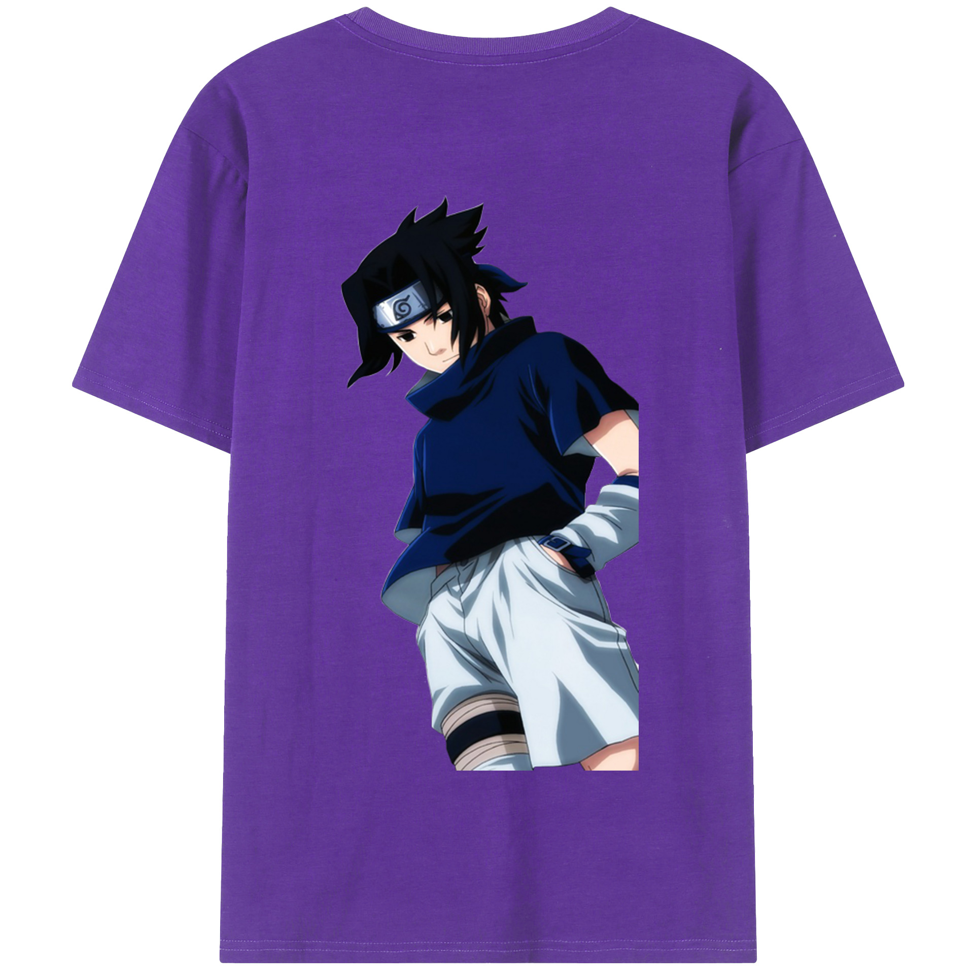 （画像用） NARUTO -ナルト- うちは サスケ Uchiha Sasuke 綿100％半袖Tシャツ（背面プリント）