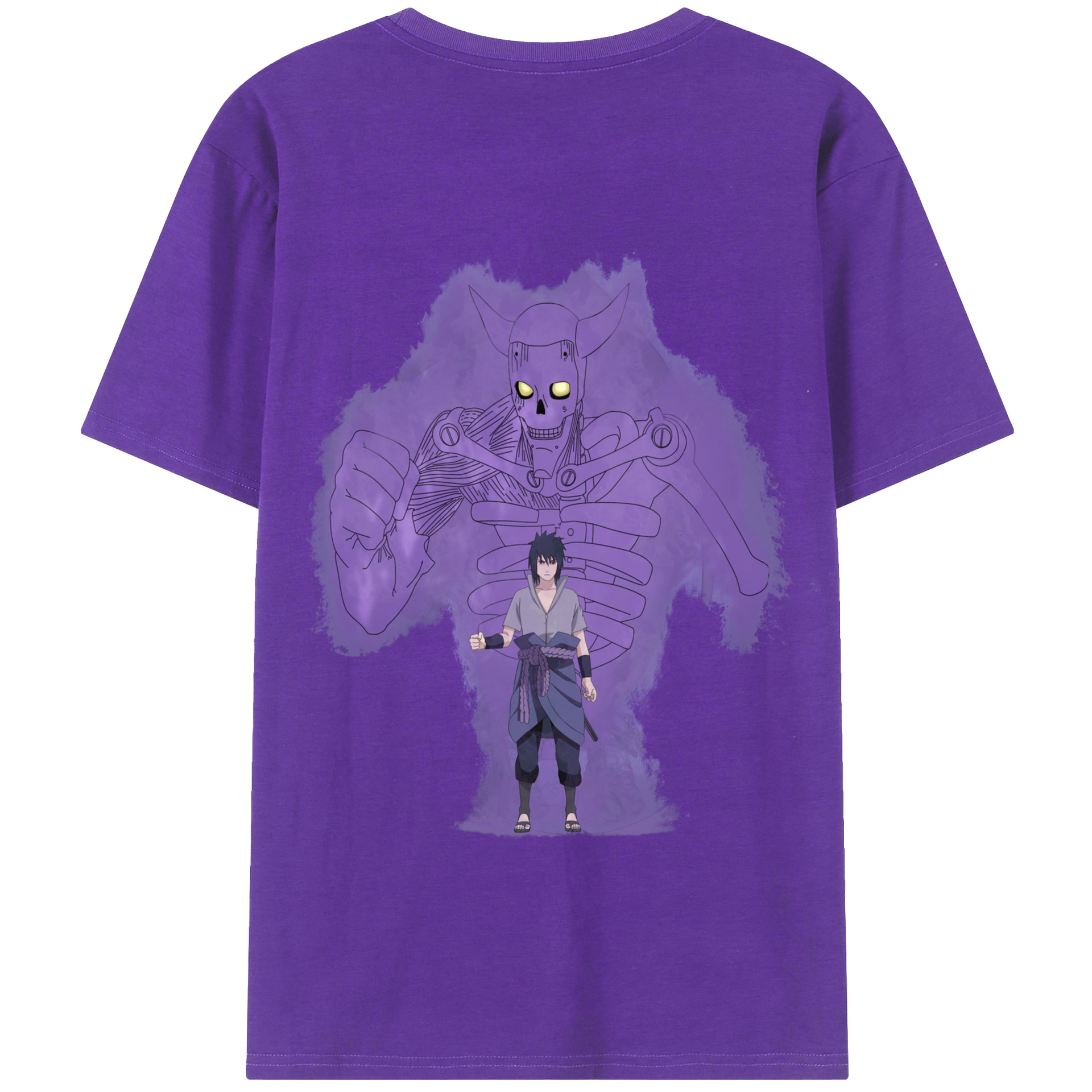 （画像用） NARUTO -ナルト- うちは サスケ Uchiha Sasuke 綿100％半袖Tシャツ（背面プリント）