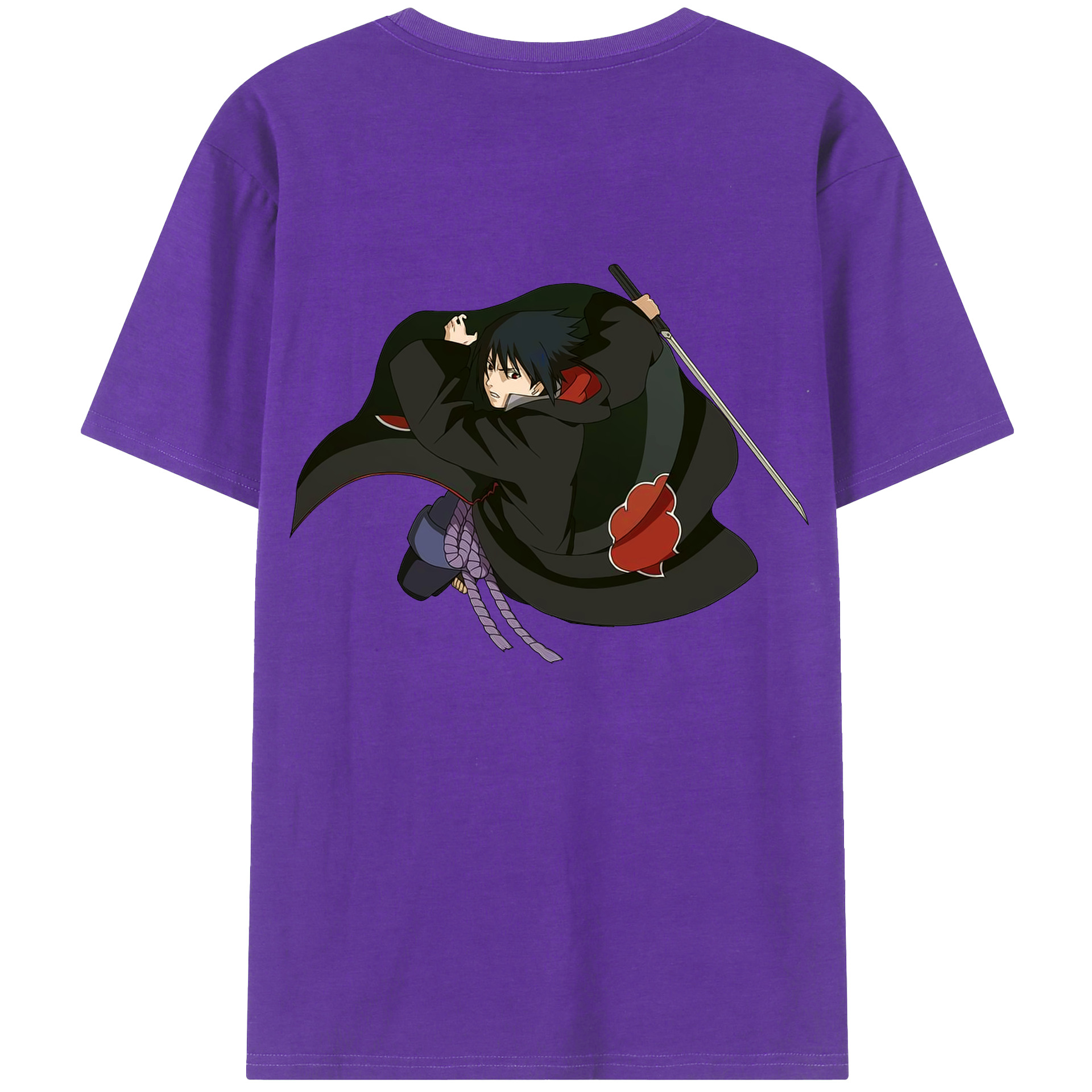 （画像用） NARUTO -ナルト- うちは サスケ Uchiha Sasuke 綿100％半袖Tシャツ（背面プリント）