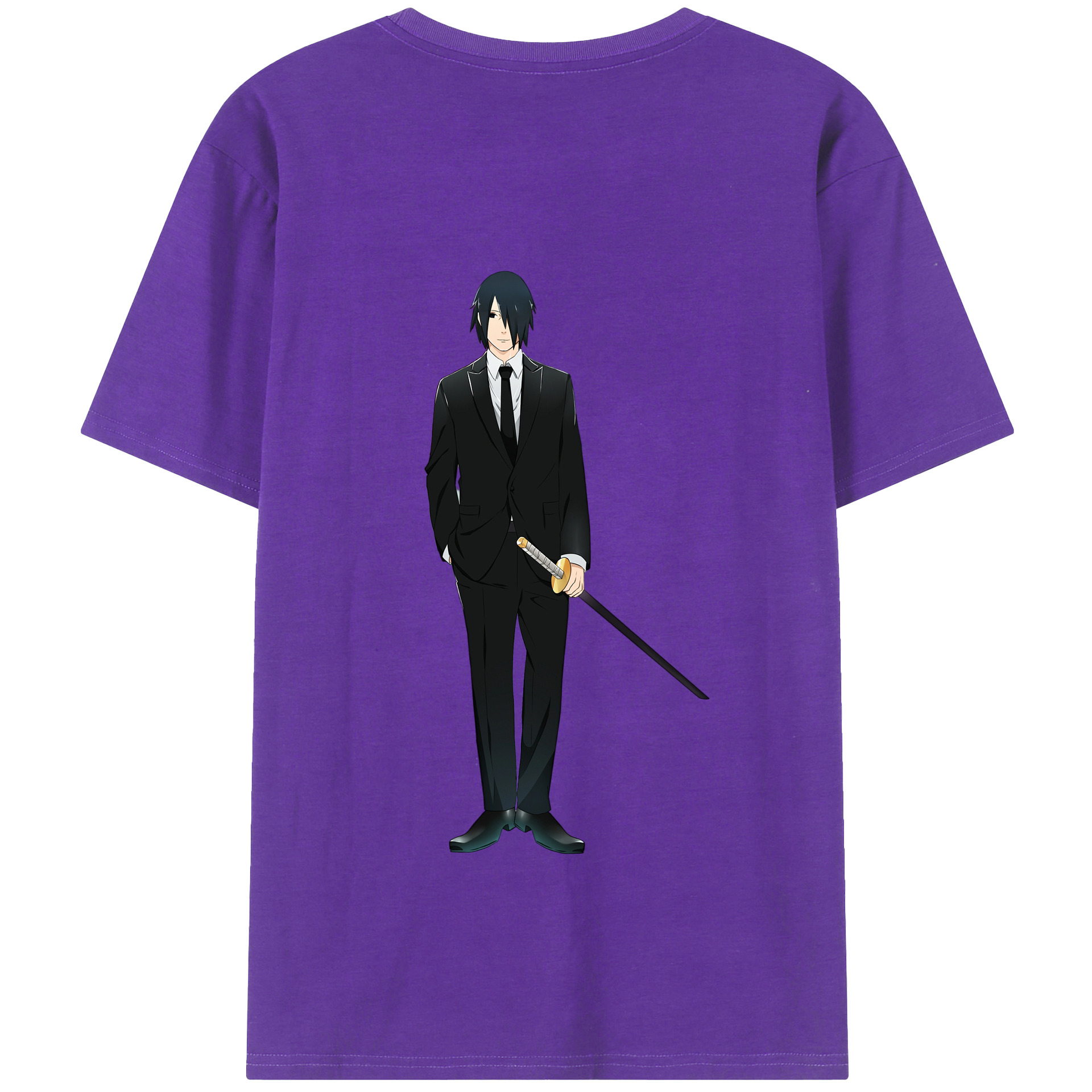 （画像用） NARUTO -ナルト- うちは サスケ Uchiha Sasuke 綿100％半袖Tシャツ（背面プリント）