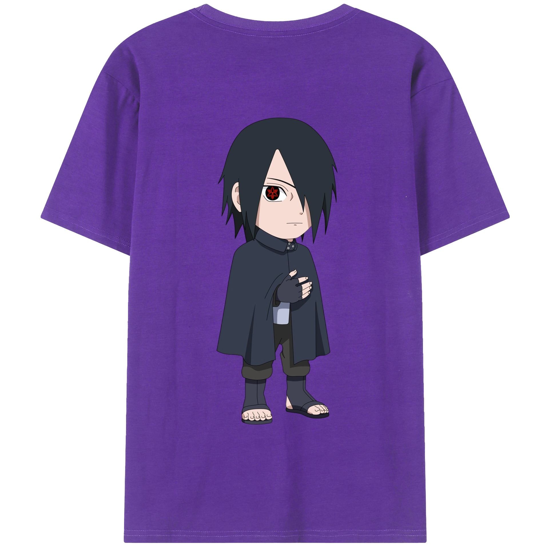 （画像用） NARUTO -ナルト- うちは サスケ Uchiha Sasuke 綿100％半袖Tシャツ（背面プリント）