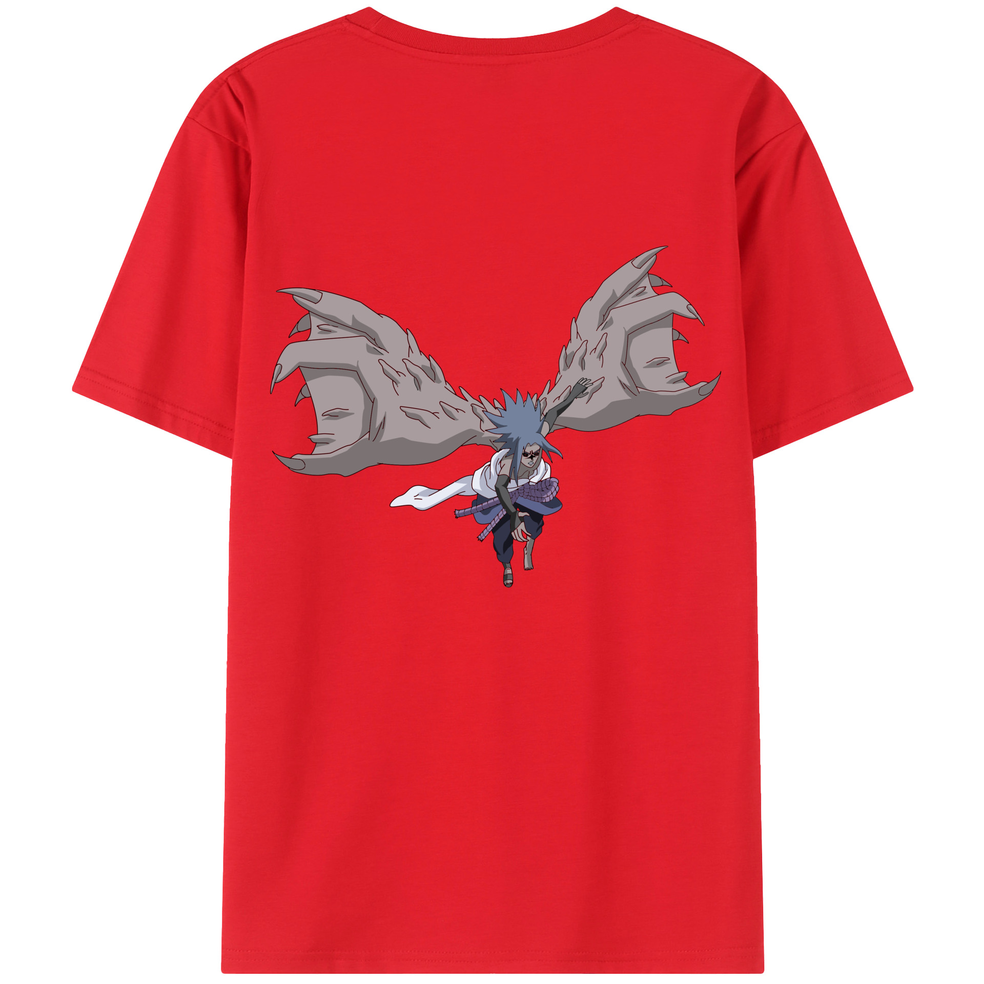 （画像用） NARUTO -ナルト- うちは サスケ Uchiha Sasuke 綿100％半袖Tシャツ（背面プリント）