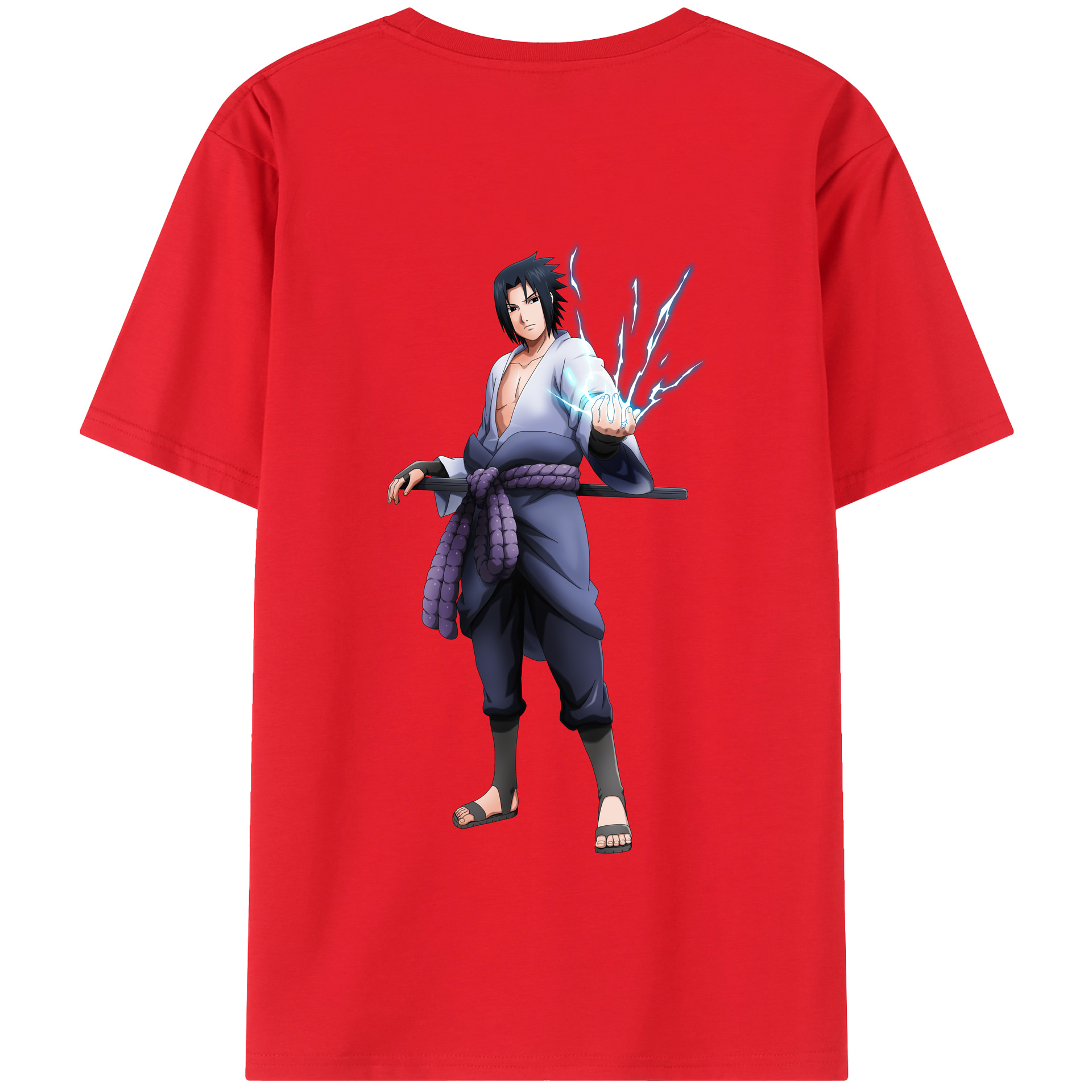 （画像用） NARUTO -ナルト- うちは サスケ Uchiha Sasuke 綿100％半袖Tシャツ（背面プリント）