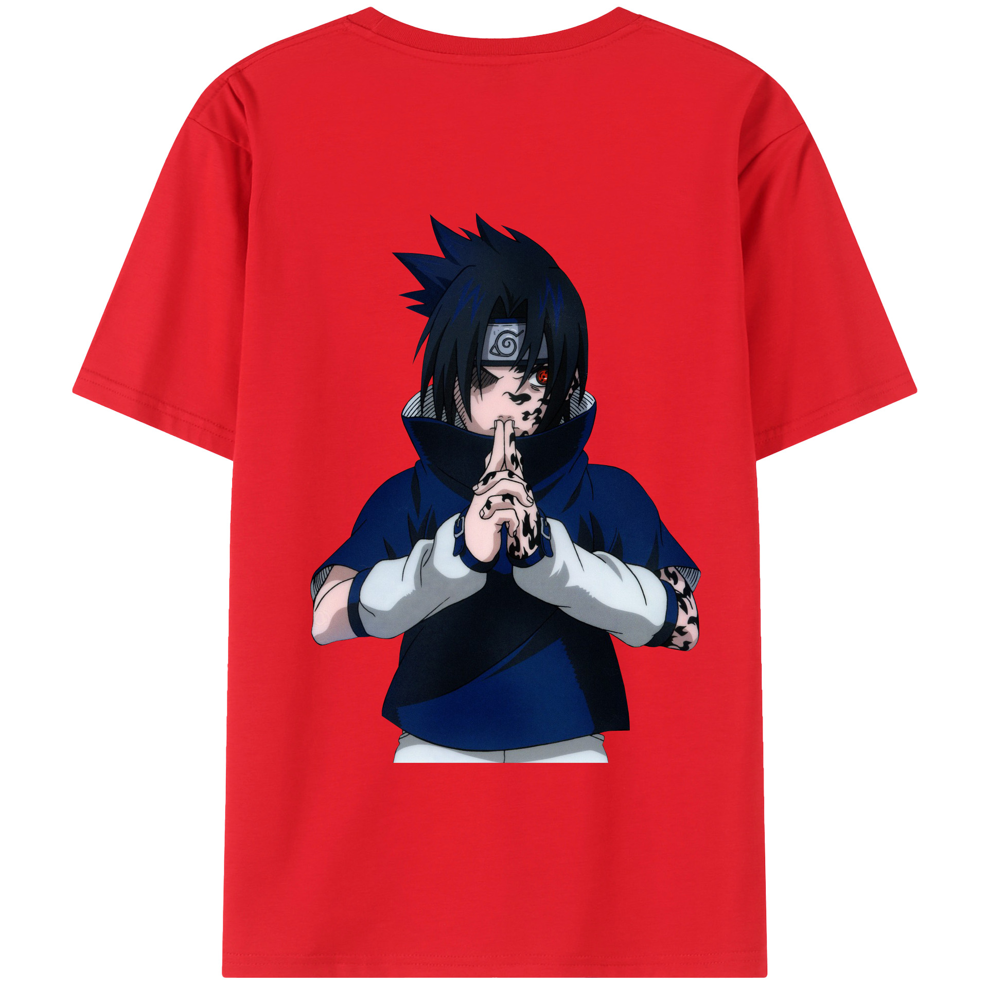 （画像用） NARUTO -ナルト- うちは サスケ Uchiha Sasuke 綿100％半袖Tシャツ（背面プリント）
